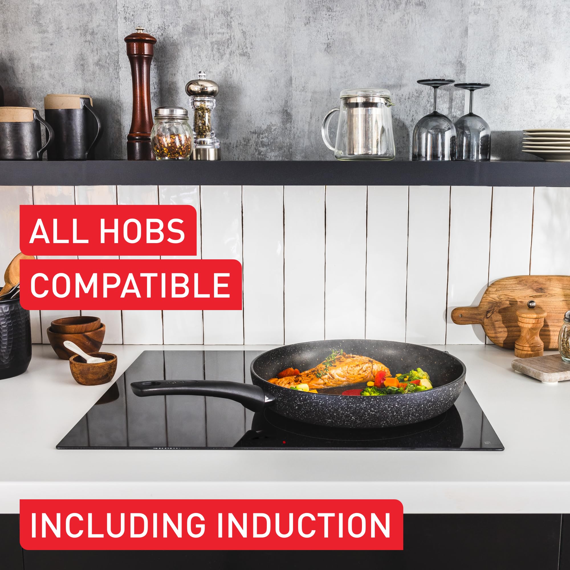 Tefal Titanium Stone Non-Stick Pancake Frying Pan - 28 cm, Induction Compatible, Thermo-Signal | E1050643 4