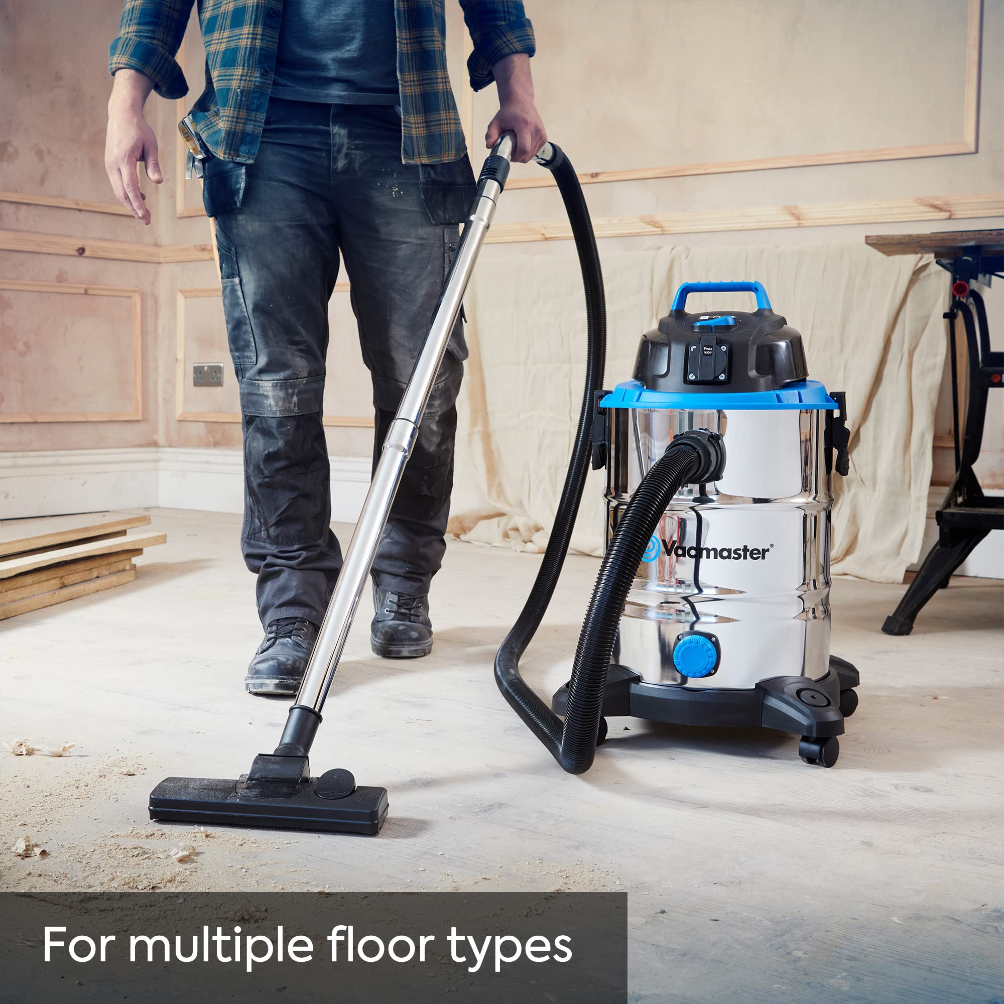Vacmaster Power 30 Wet-Dry Vacuum Cleaner with Power Take Off Socket | 30L Stainless Steel Tank | 1500W Motor 4