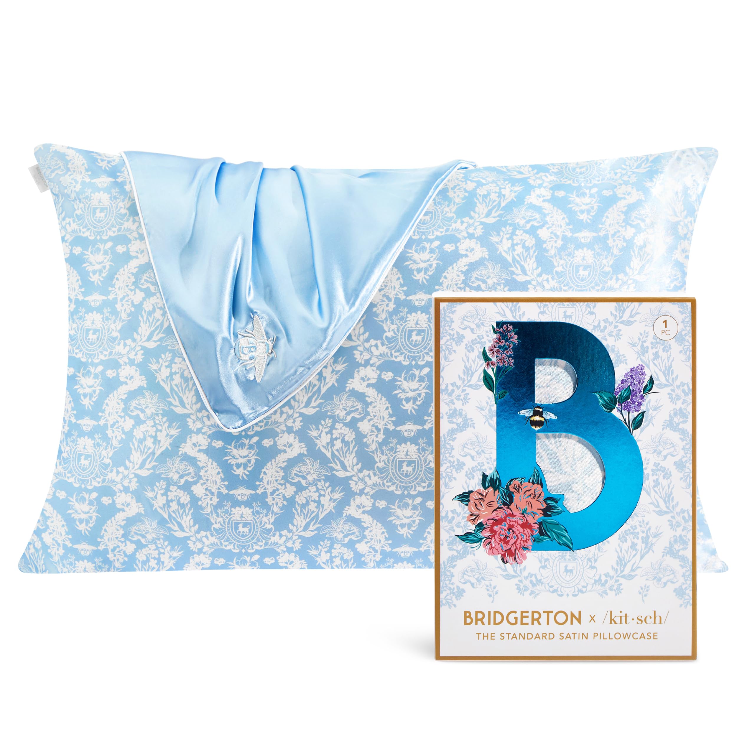 Kitsch Bridgerton x Satin Pillowcase with Zipper Closure - Standard/Queen Size, Polyester