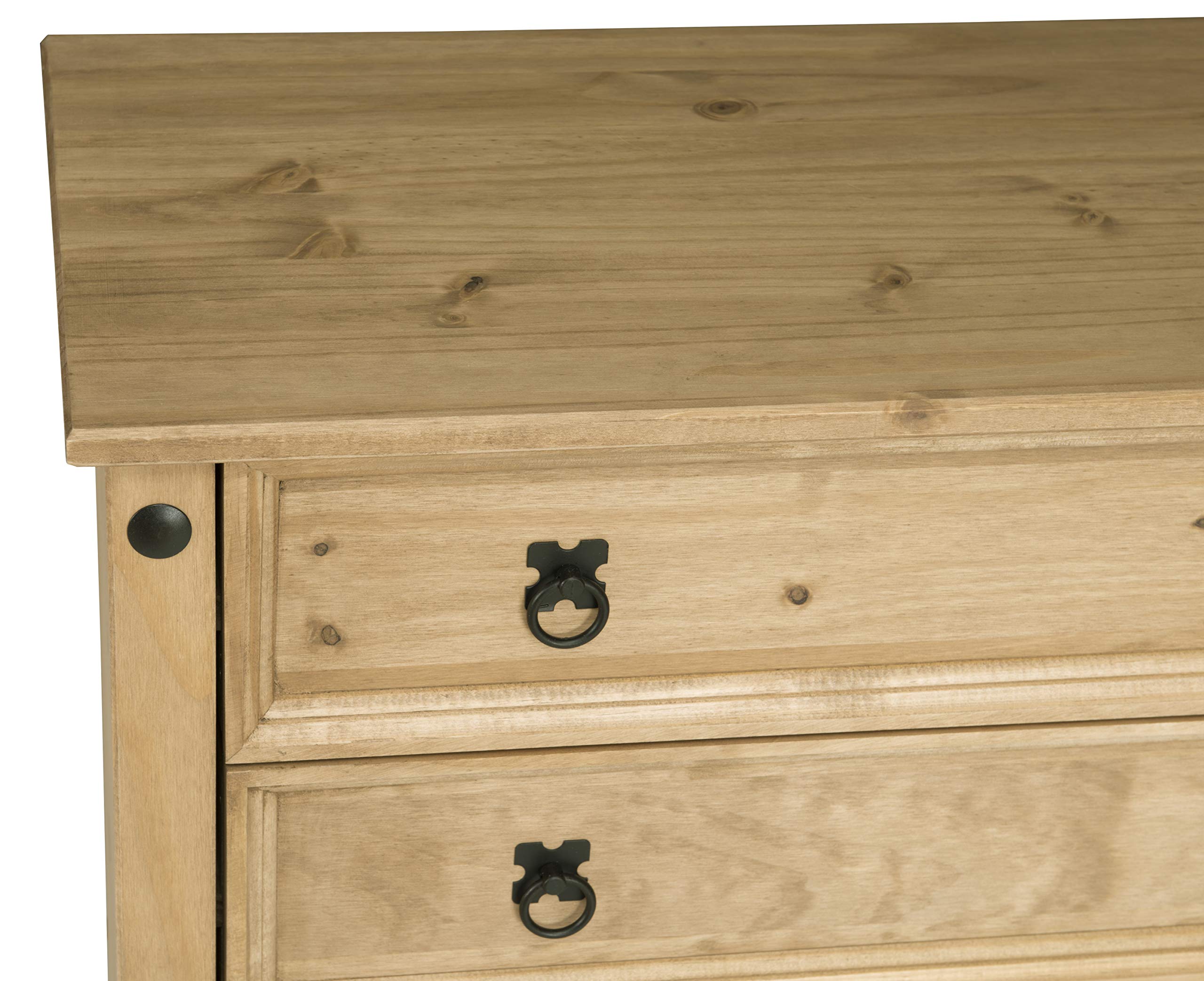 Mews Corona 5 Drawer Chest of Drawers - Solid Pine, Waxed Finish | 80cm H x 89cm W 5