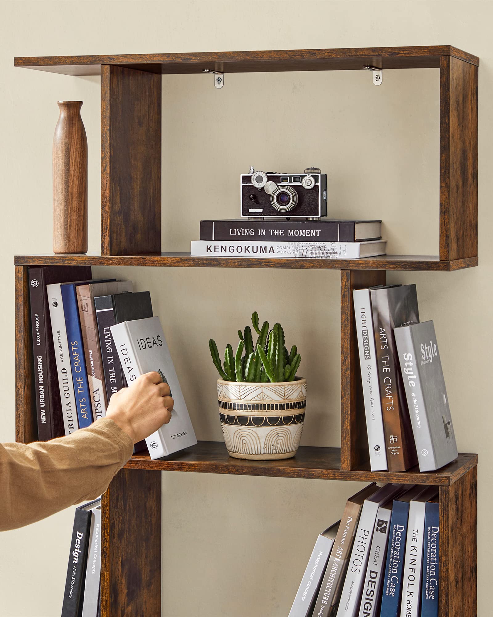 VASAGLE 6-Tier Bookshelf - Freestanding Storage Shelf | 70W x 191.6H cm | Vintage Brown 7