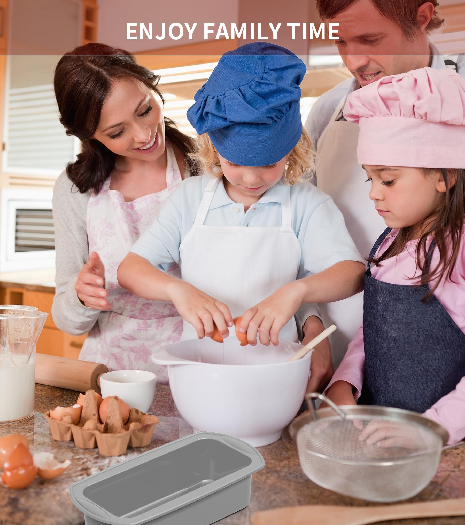 Ankway Silicone Loaf Tin with Dough Scraper, 2 Pack Non-Stick Bread Pans, Gray | Oven & Freezer Safe 6