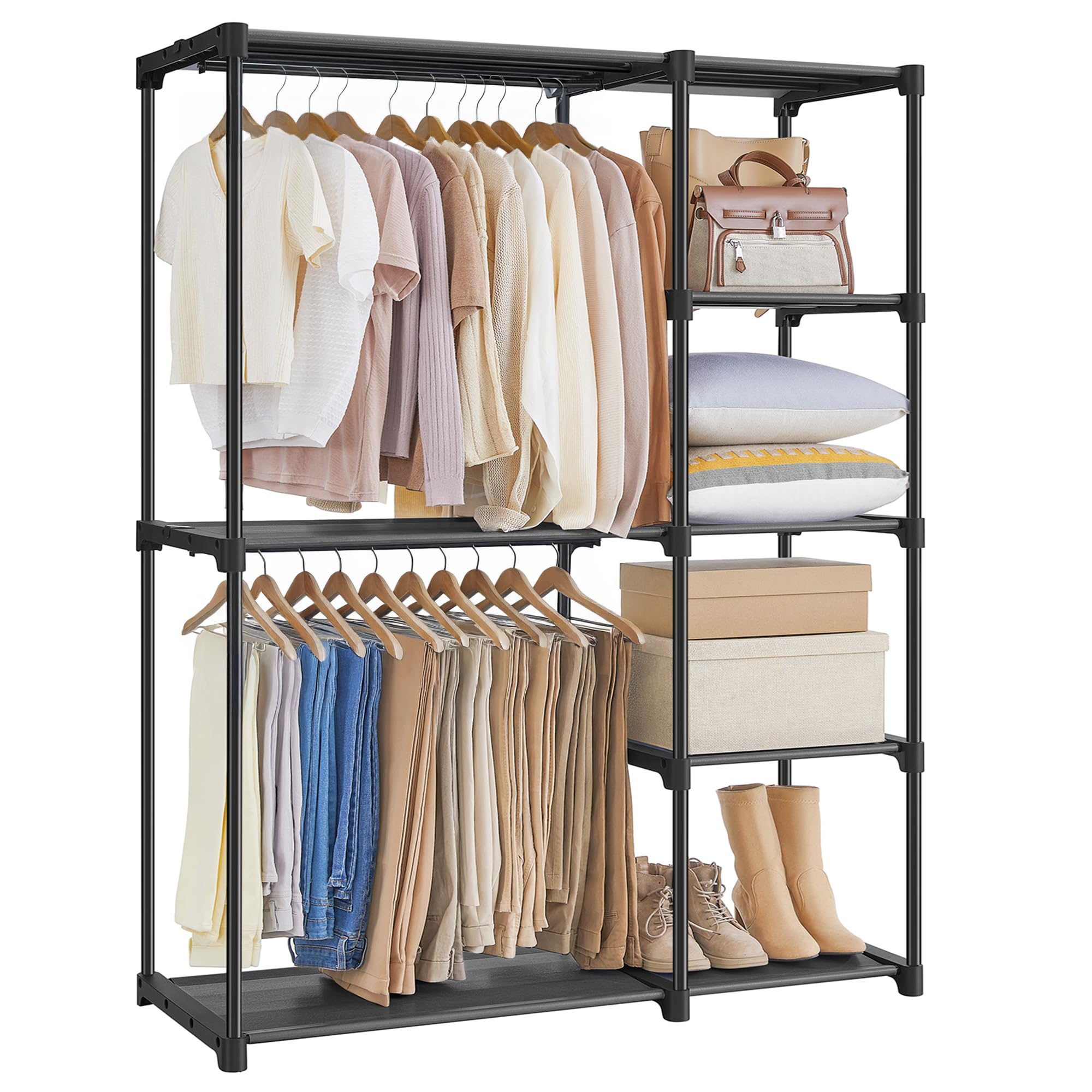 SONGMICS Foldable Closet Wardrobe - Freestanding Coat Rack | 112W x 165H cm | Black 1