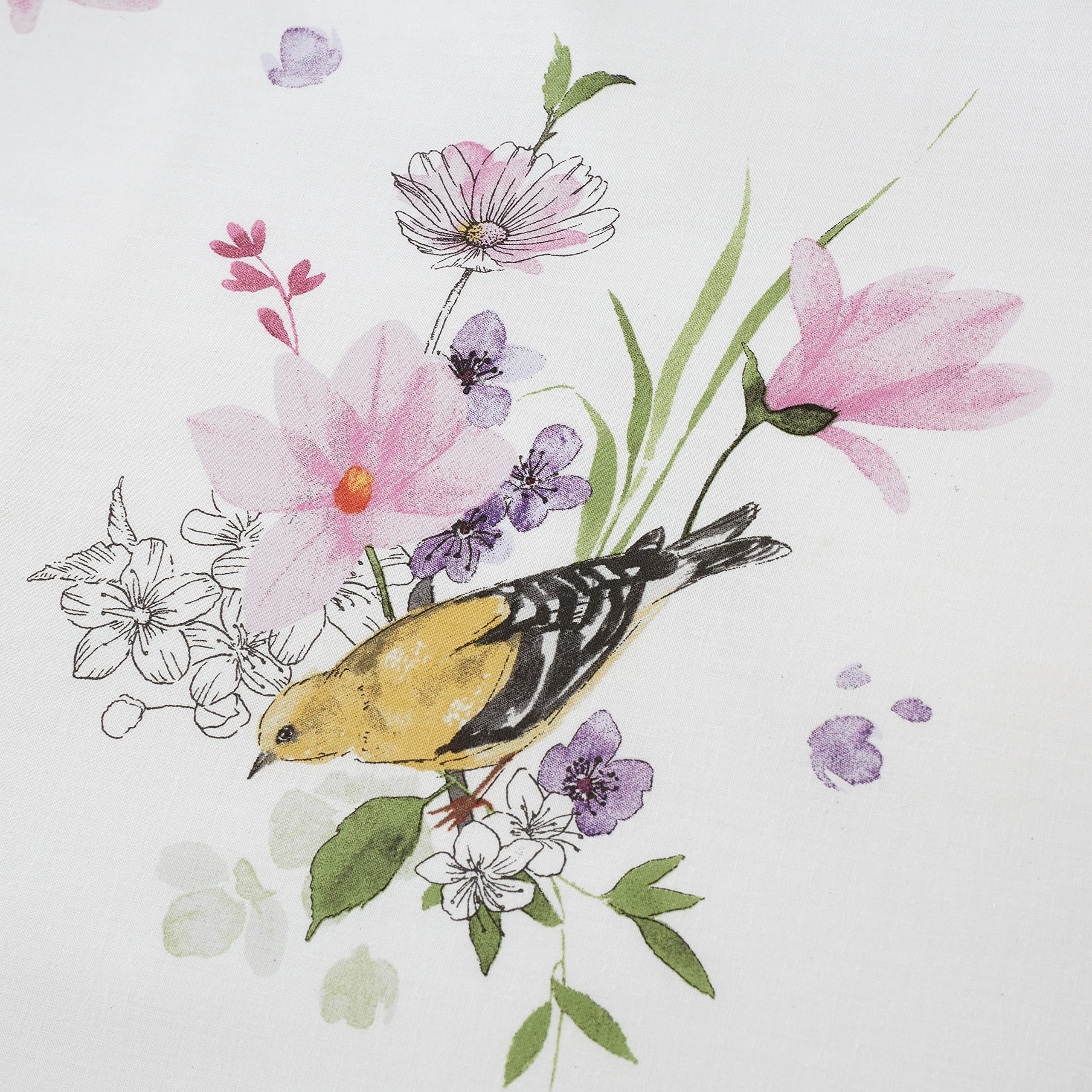 Catherine Lansfield Songbird King Duvet Cover Set with 2 Pillowcases Pink Polycotton 4