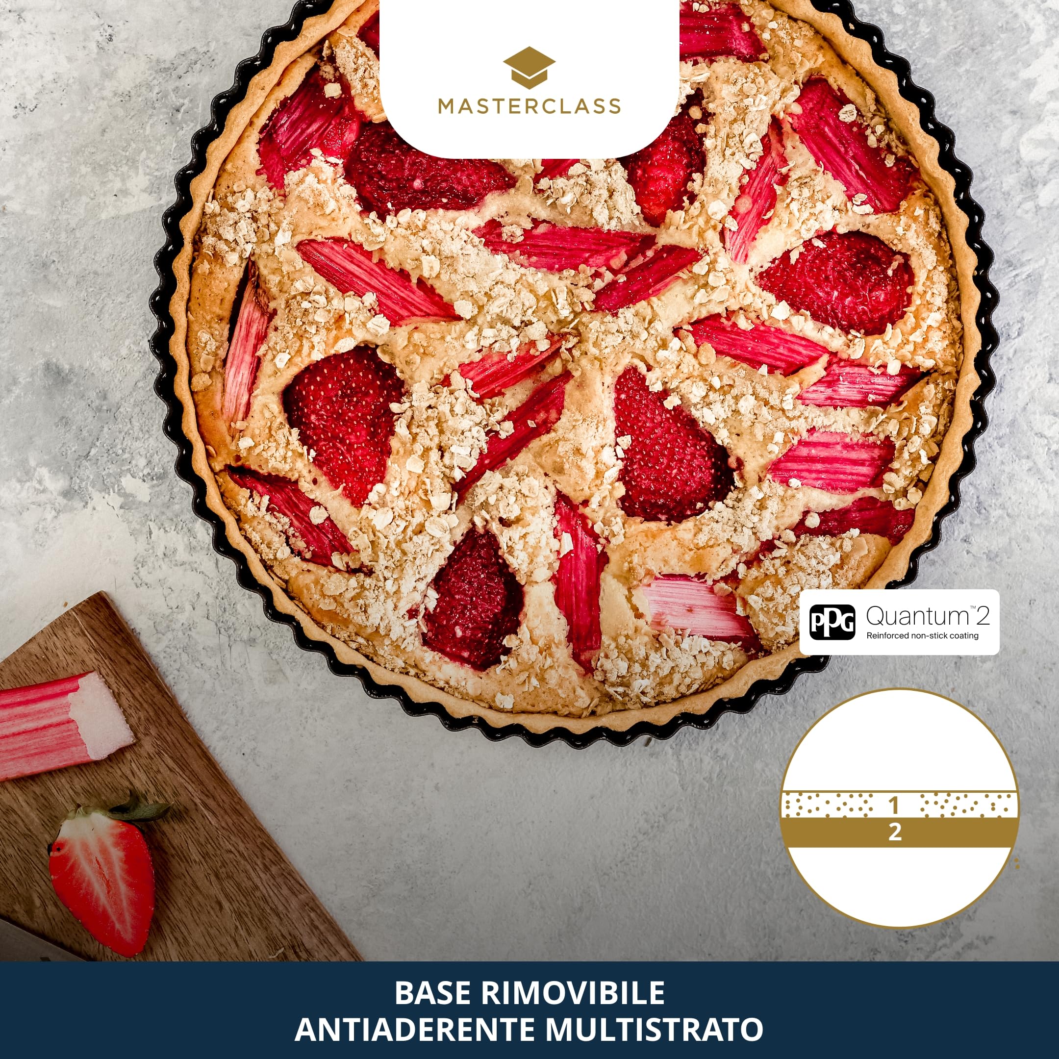MasterClass Non-Stick Loose Tart and Quiche Tin - Fluted Carbon Steel, Round 23cm (9") 6