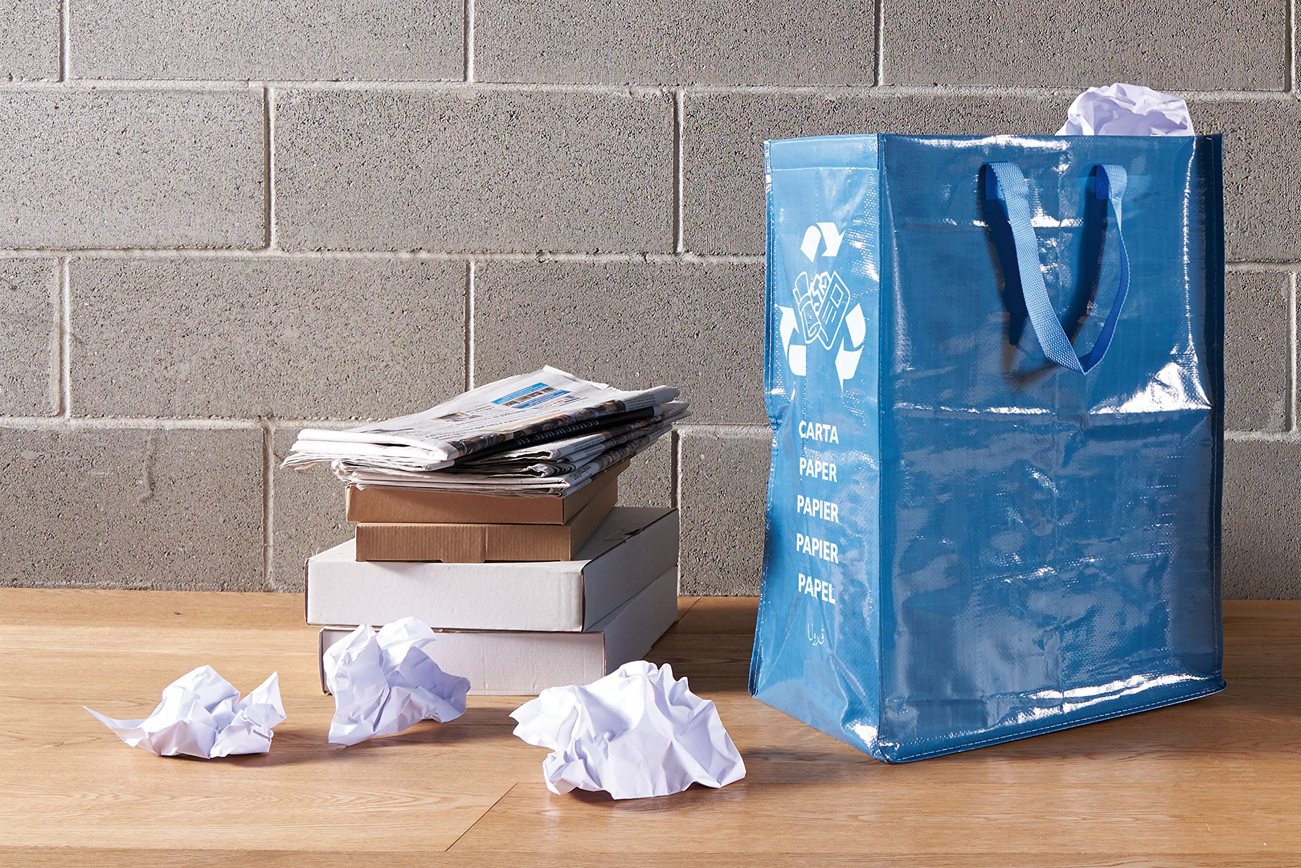 Perfetto Recycle Paper Bag Container - 62L Capacity | Avio Color | 30x38x55 cm