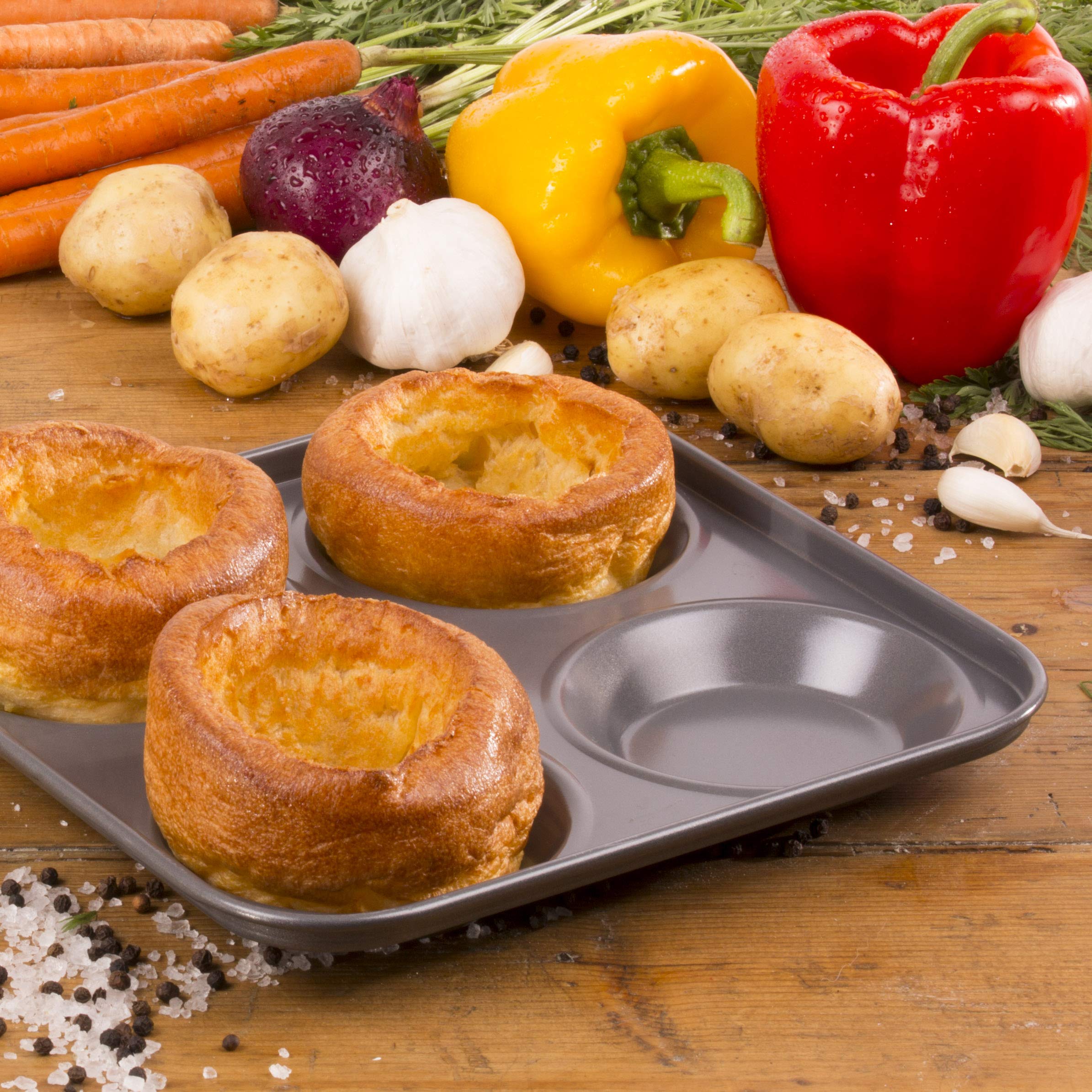 Prochef Professional Yorkshire Pudding Tray - 9in x 9in, Teflon Non-Stick Silicone Coating, Enhanced Durability 7