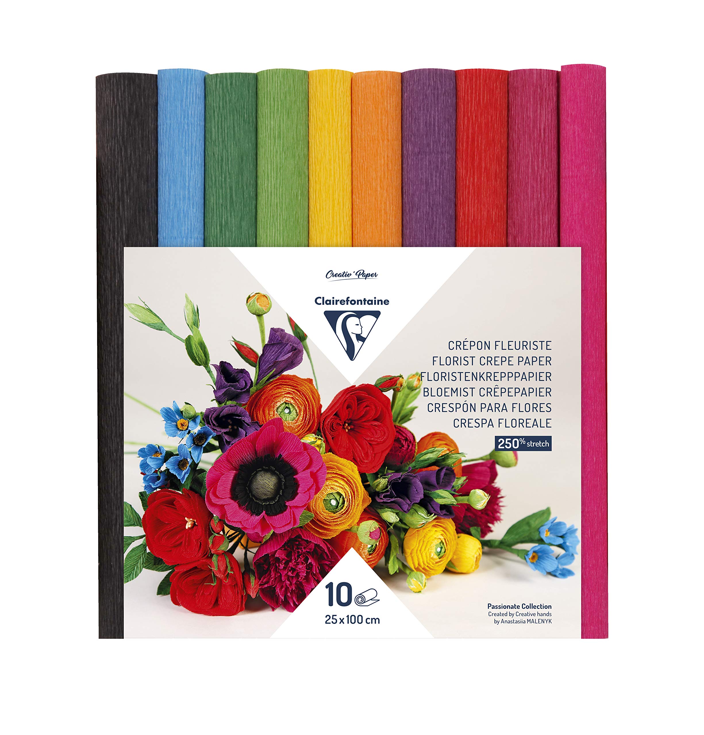 Clairefontaine Crepe Paper Rolls - 10 Pastel Shades | 25x100cm | High Elasticity 1