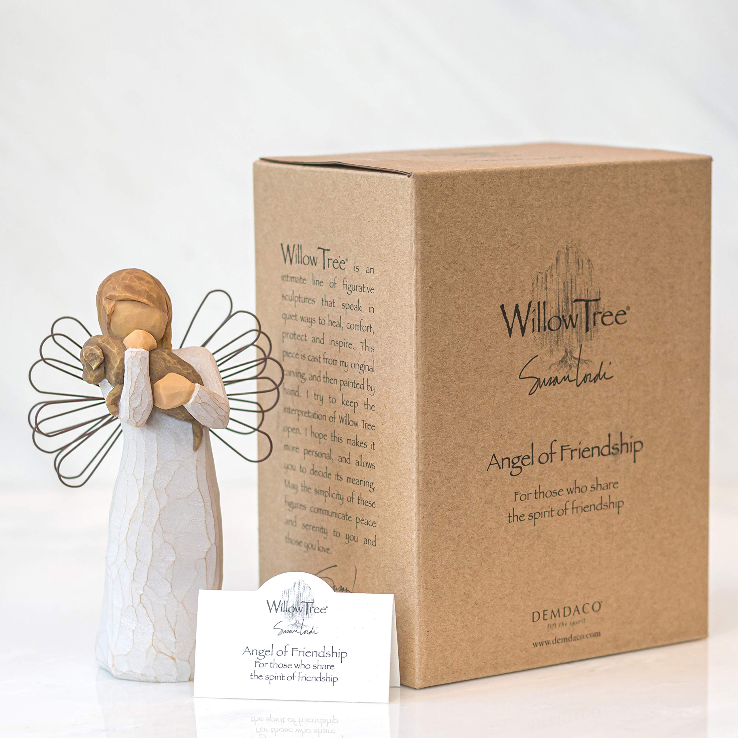 Willow Tree Angel Of Friendship Figurine - 5 Inch Hand-Painted Resin | Cream Color | Model 26011 6