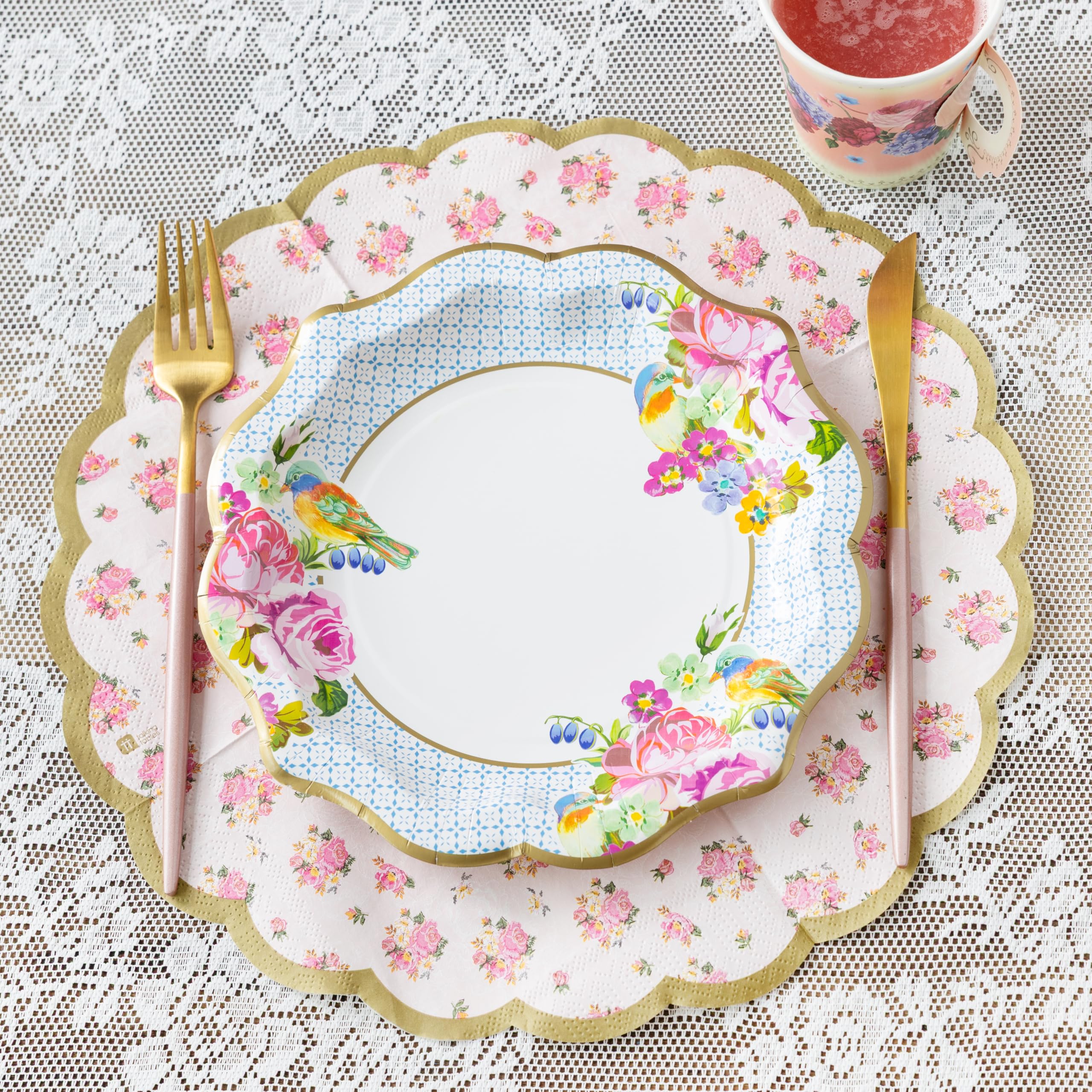 Talking Tables Vintage Floral Paper Plates - Pack of 24 Disposable Dishes | 22cm Diameter 8