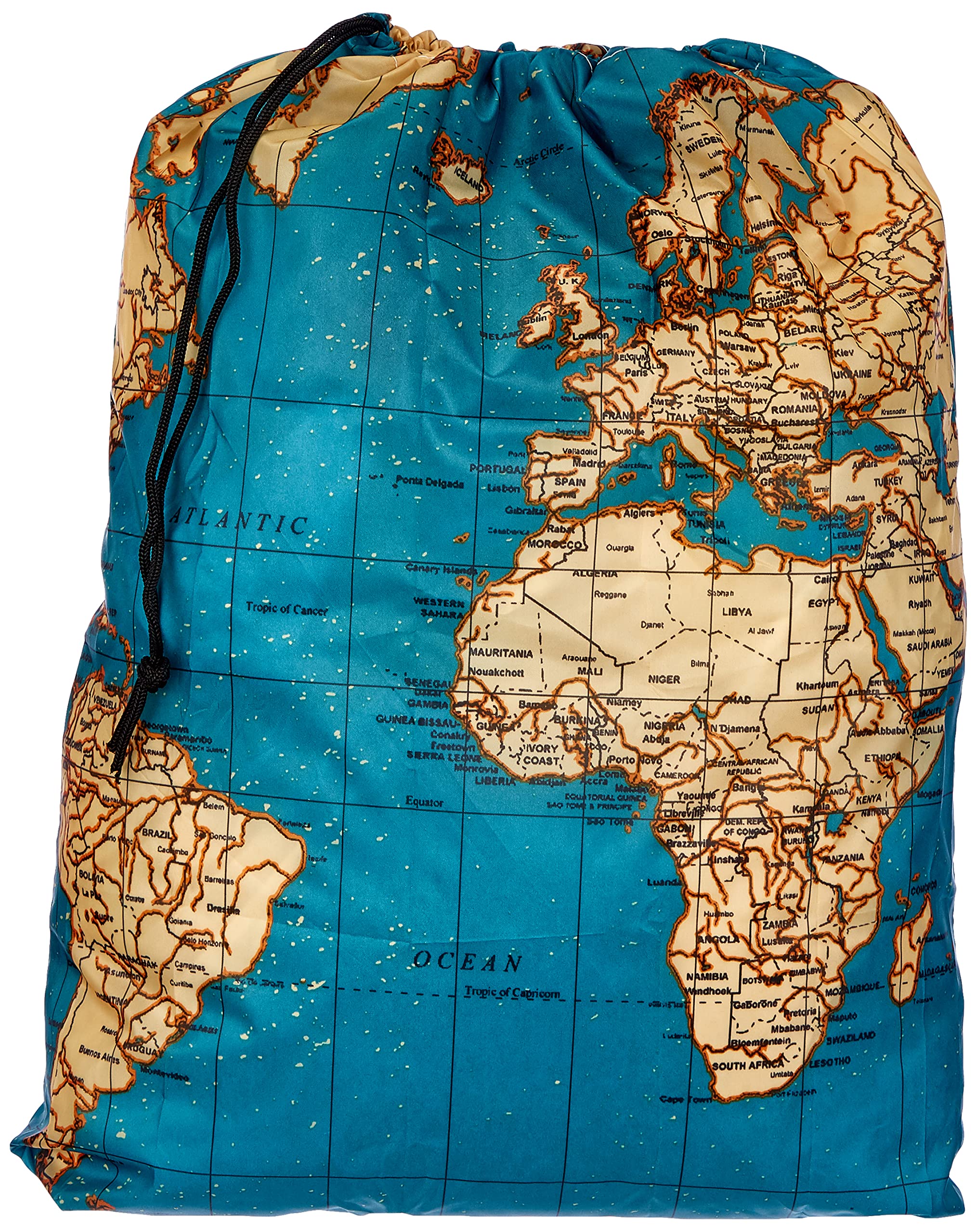 KIKKERLAND Travel Laundry Bag - World Map Design | Polyester | 6.6 lbs Capacity 2
