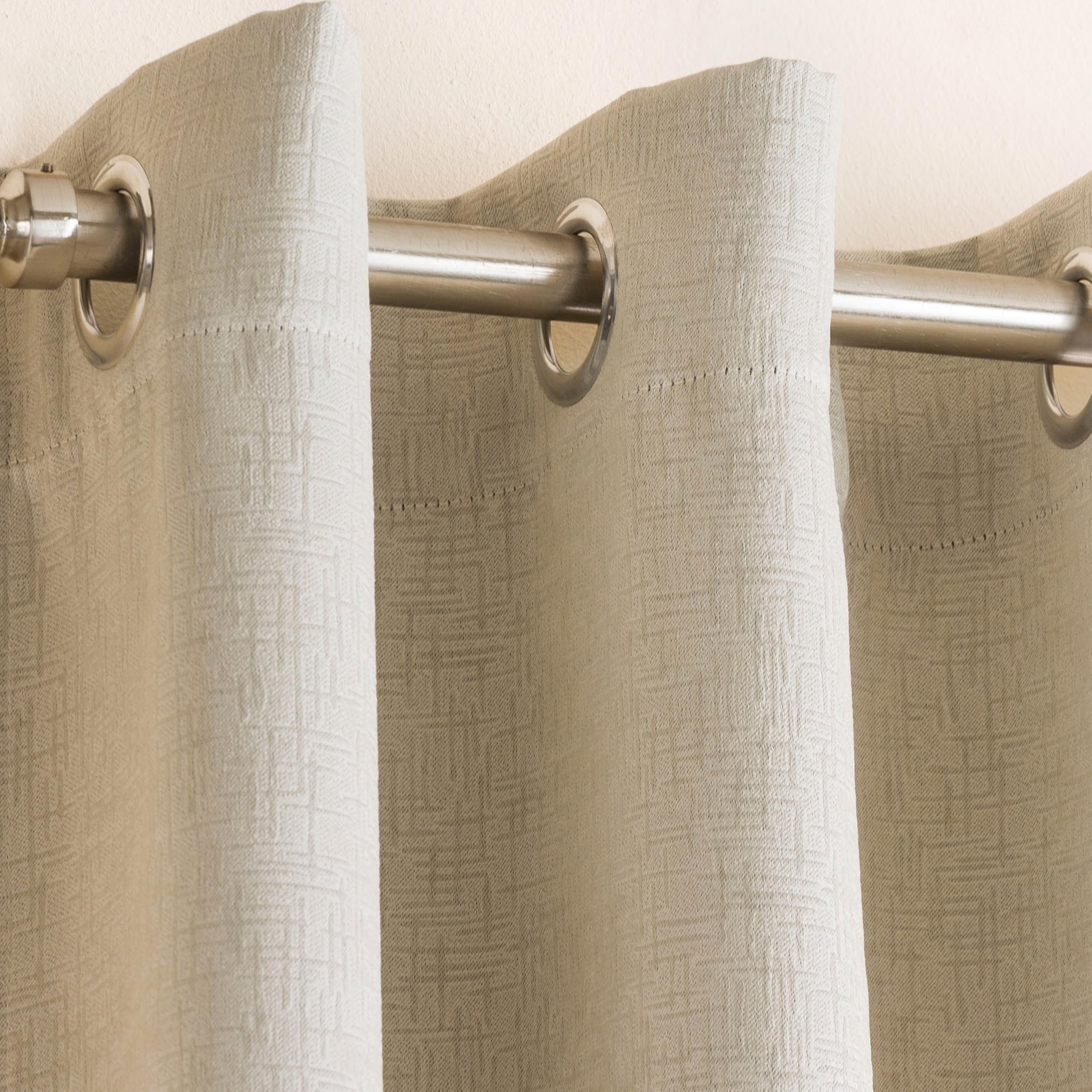 Enhanced Living Vogue Cream Eyelet Thermal Dim Out Curtains - W 66" x L 72" (2 Panels) | Noise Reducing 2