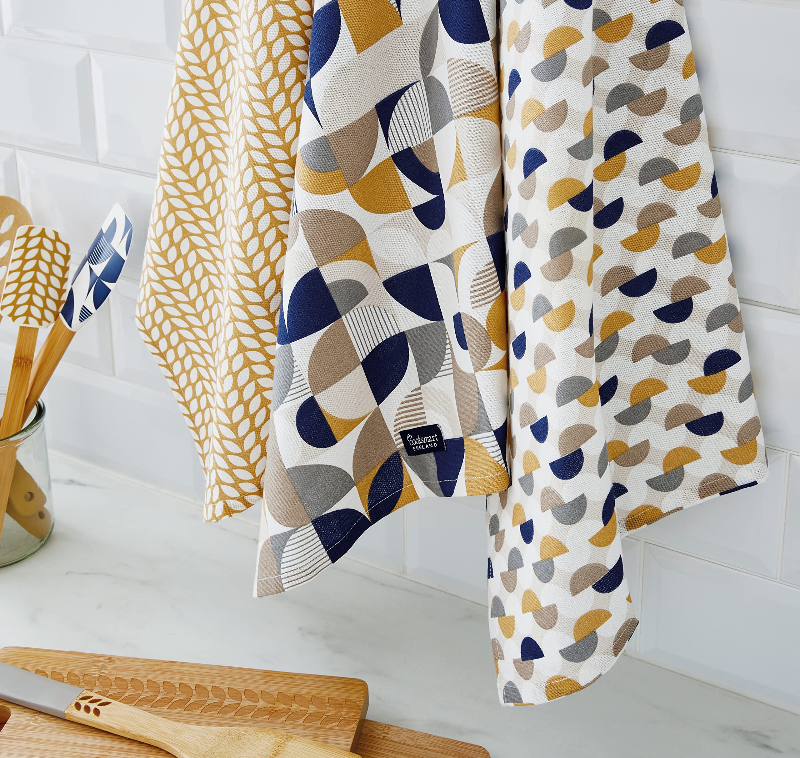 Cooksmart British Designed Pack of 3 Tea Towels | Baumwolle Material | Super Soft