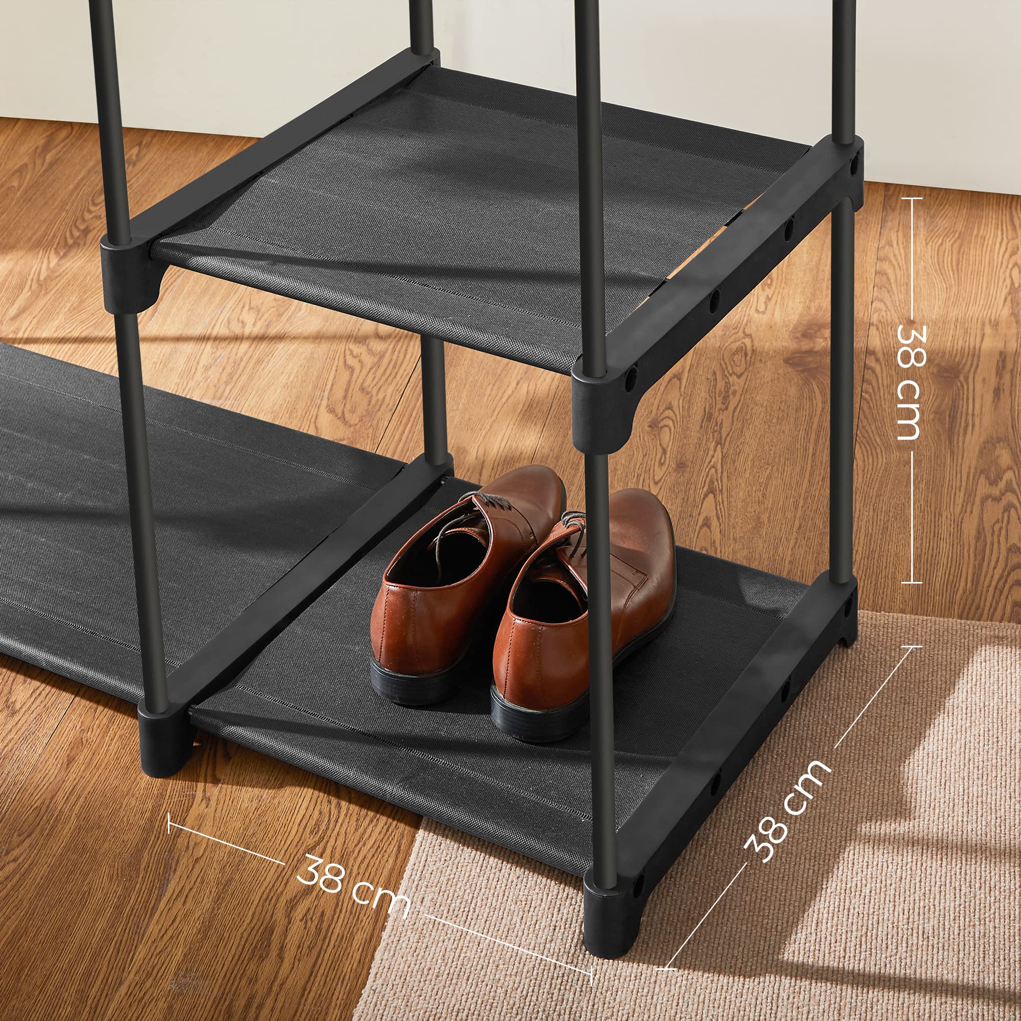 SONGMICS Foldable Closet Wardrobe - Freestanding Coat Rack | 112W x 165H cm | Black 6