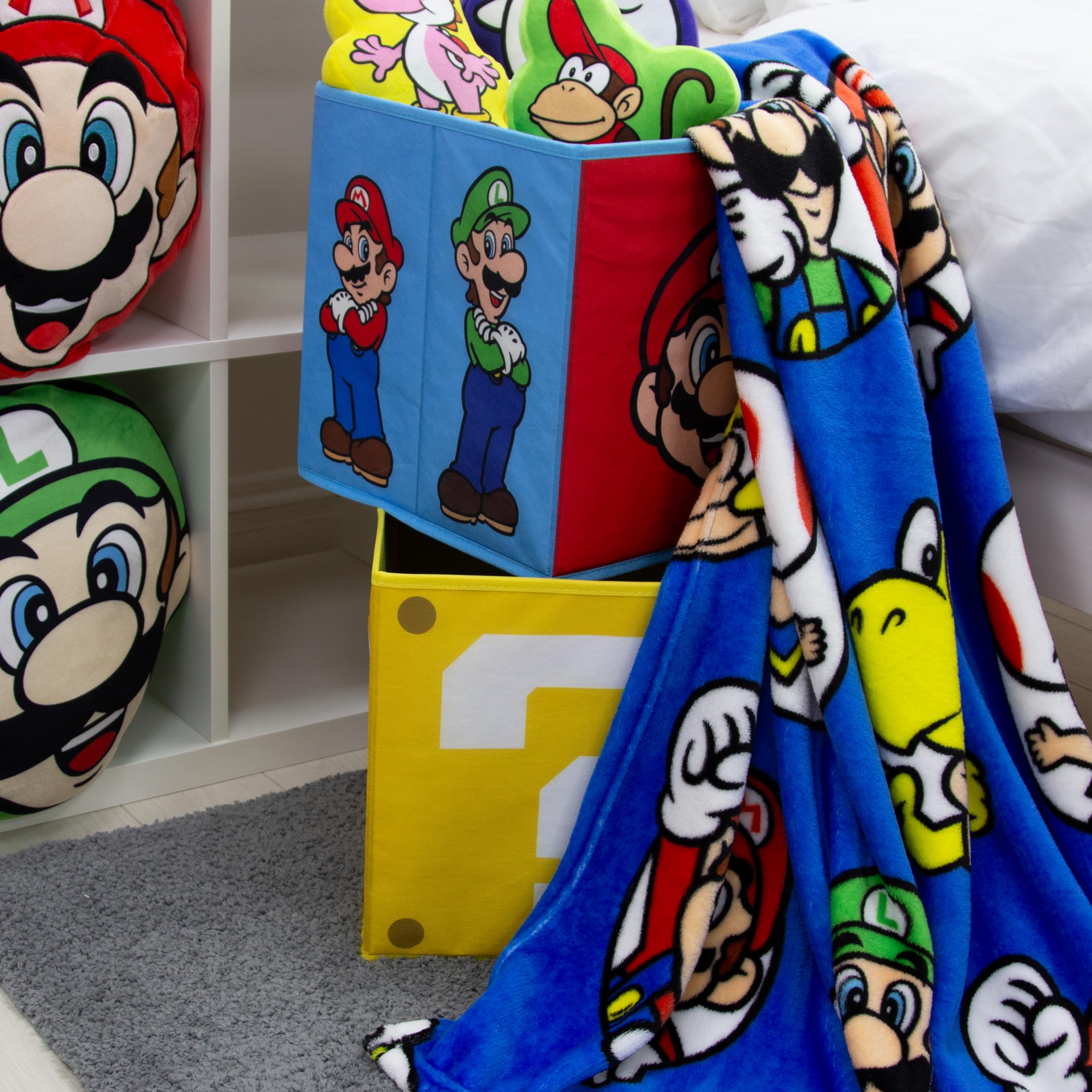 Character World Nintendo Super Mario Storage Boxes - 2 Pack Foldable Cubes | 30cm x 30cm 5