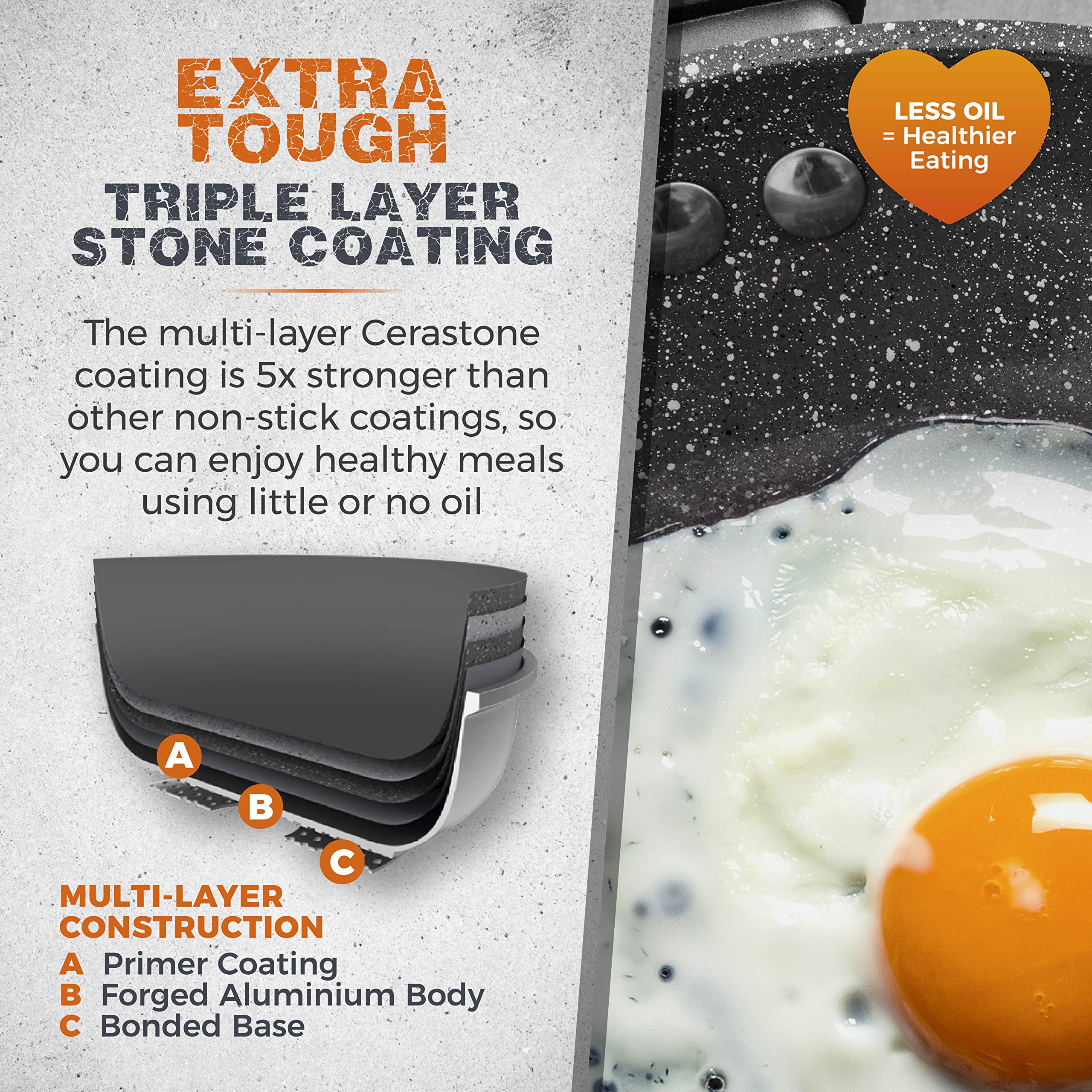 Tower T81242 Cerastone Induction Frying Pan - 5x Stronger Non-Stick | 28 cm | Graphite 4