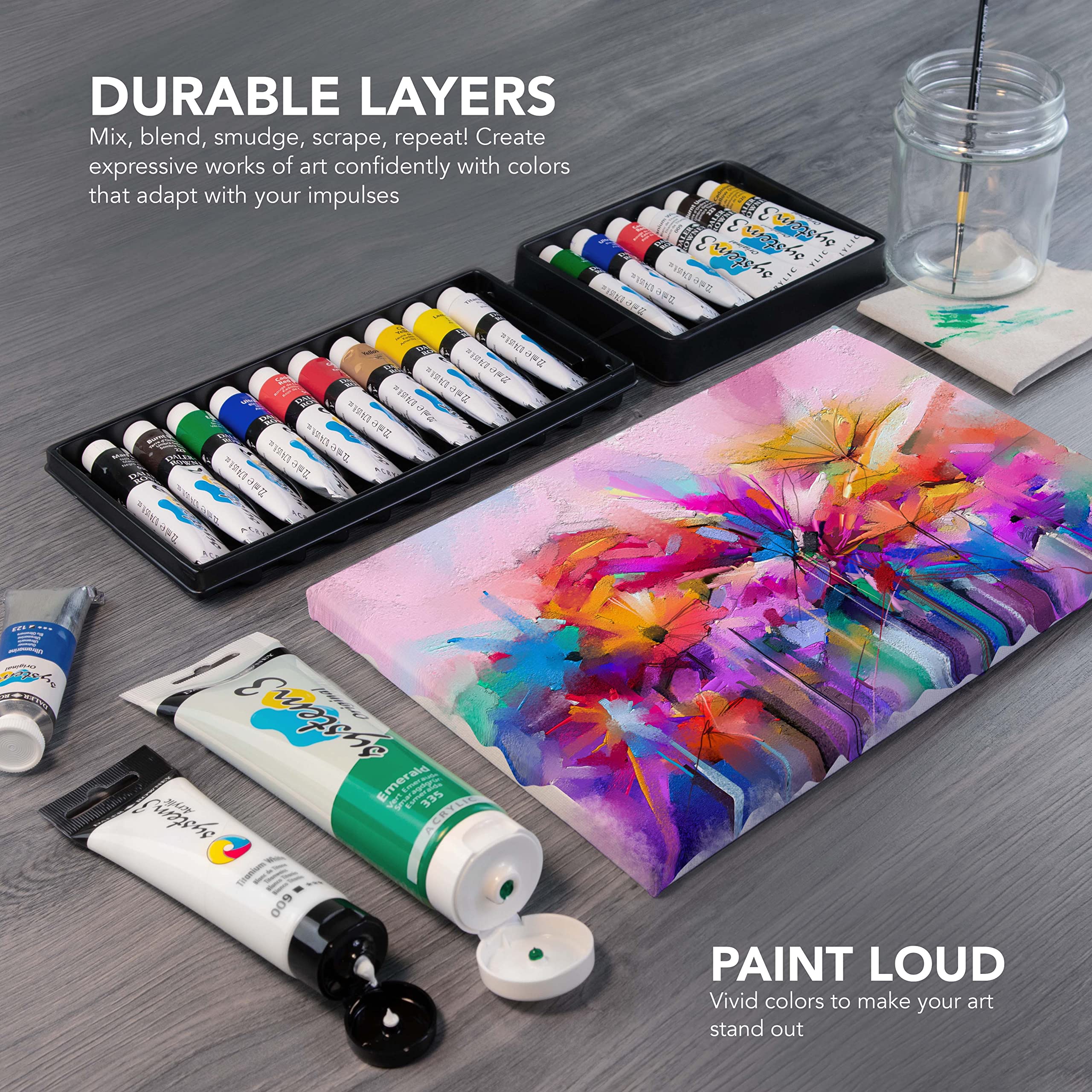 Daler Rowney System3 Introduction Set Acrylic Paints - 10 Pack, 22ml Tubes | Highly Pigmented 6