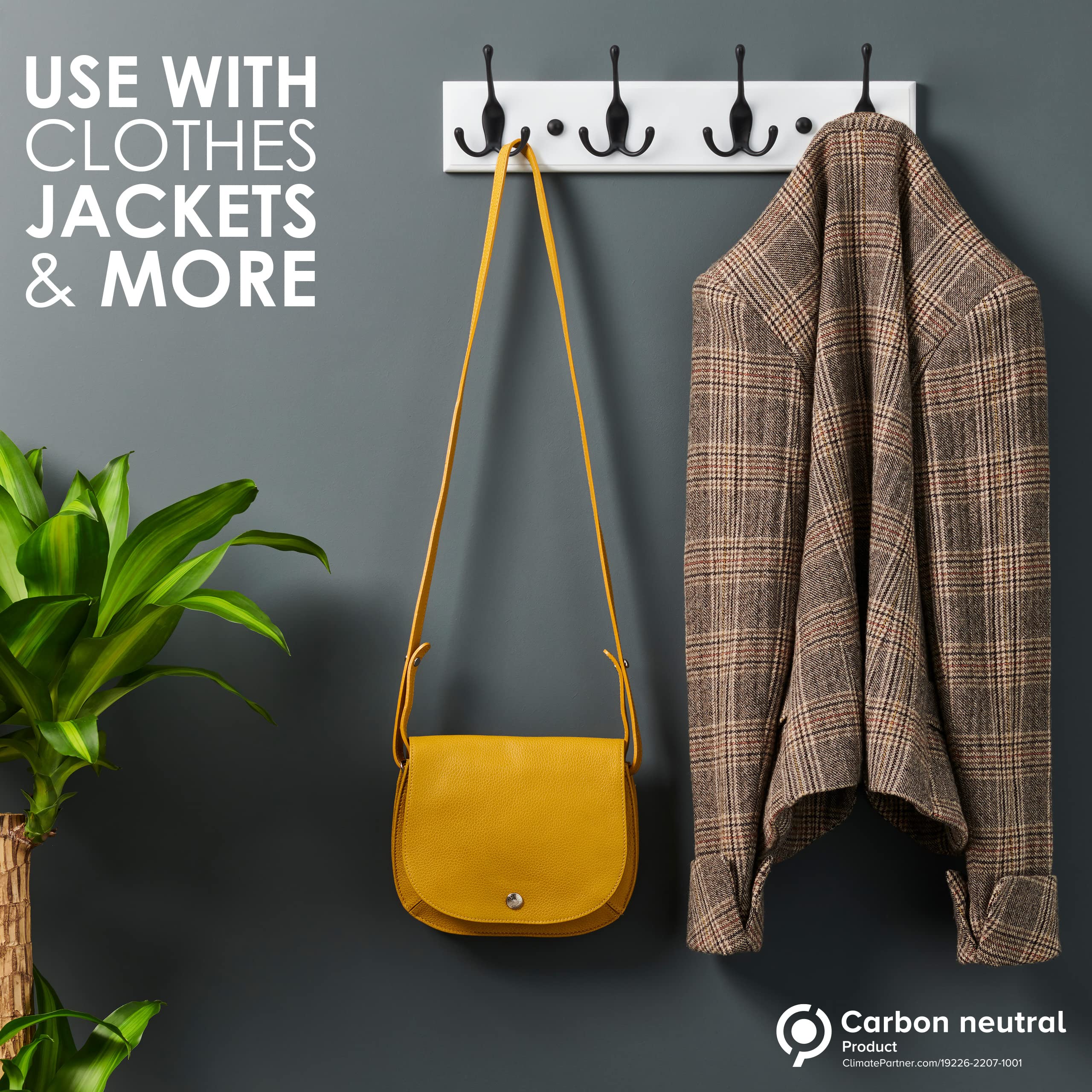 LARHN Wall Mounted Coat Rack - Heavy Duty Triple Hooks, Black Wood | 4 Hook Size 4