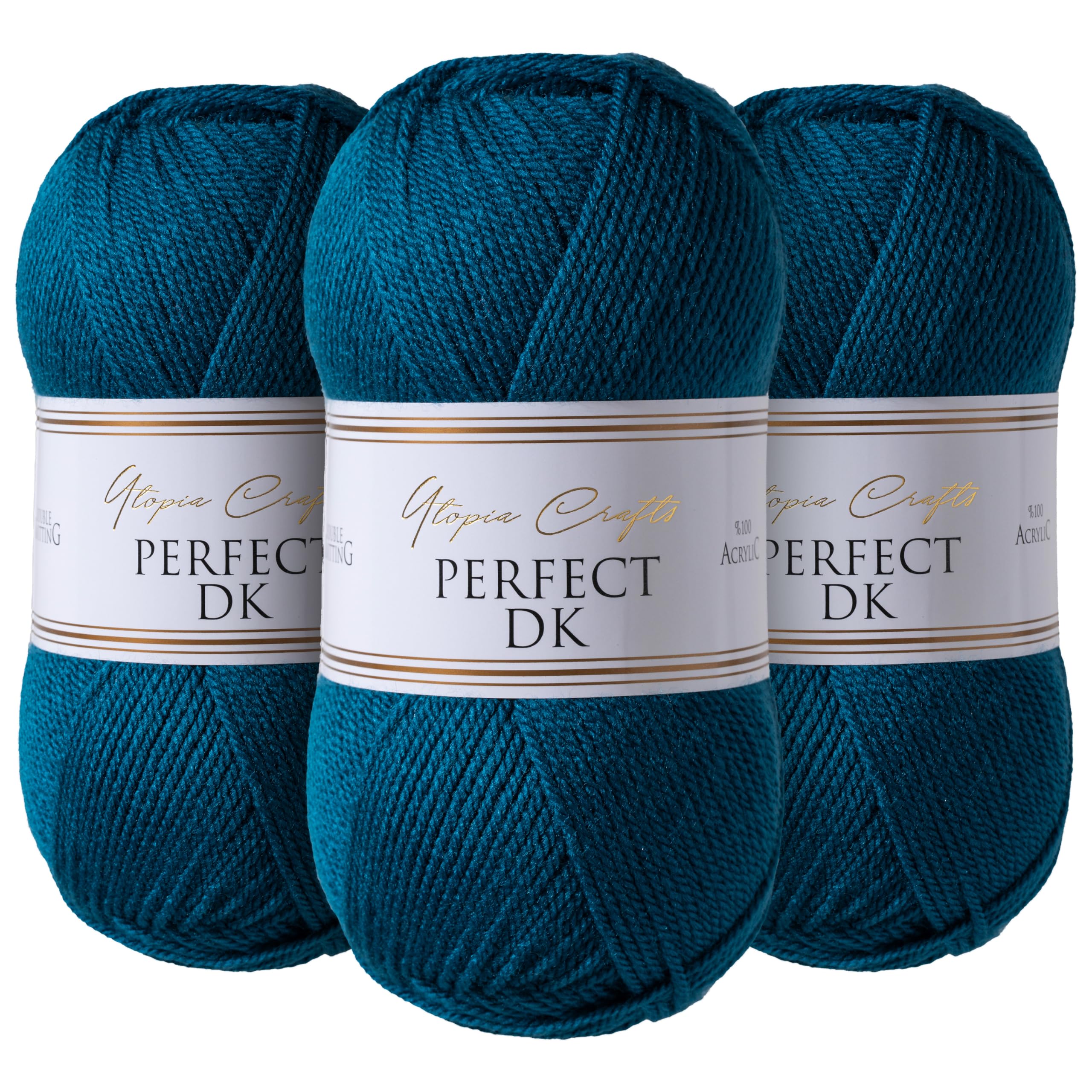 Utopia Crafts DK Double Knitting Yarn - 3 x 100g Acrylic Skeins | Blue Whale Color | Oeko-Tex Certified 1