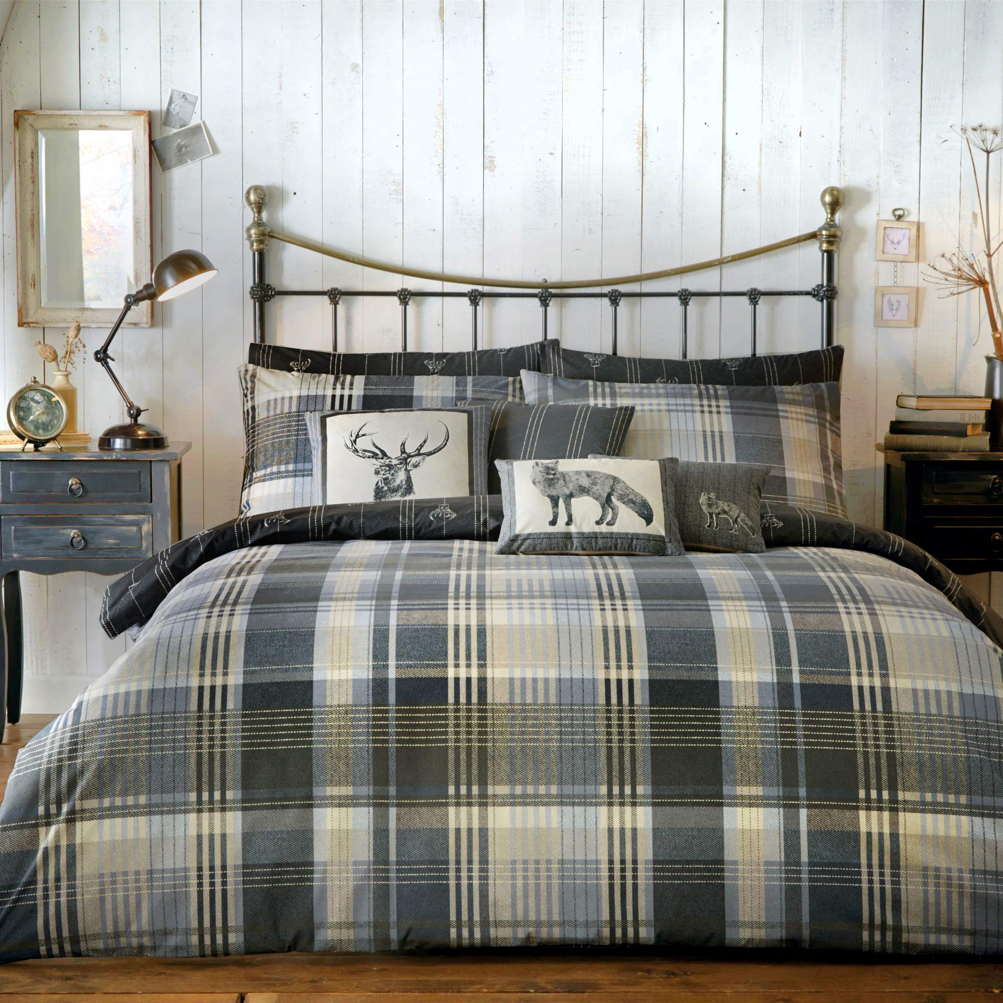 Dreams & Drapes Connolly Check Reversible Flannelette Duvet Cover Set | King Size | 100% Brushed Cotton 1
