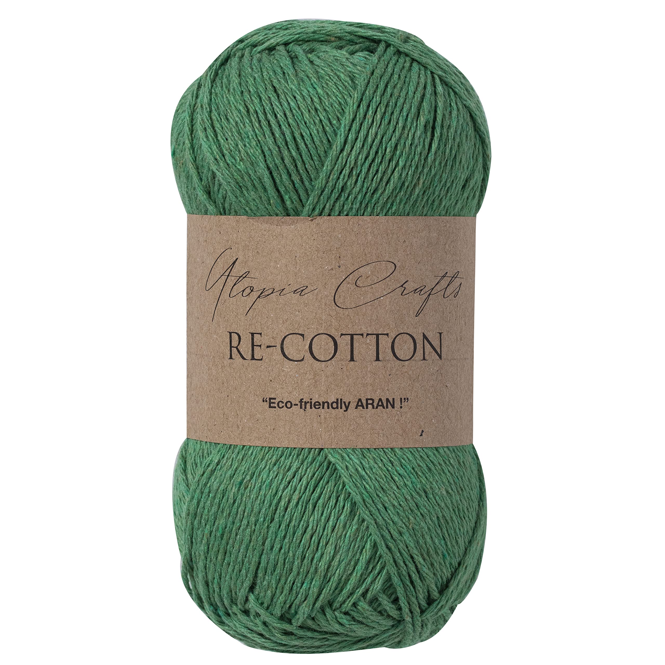 Utopia Crafts Re-Cotton Knitting Yarn - DK Double Knitting | 100g Evergreen | 2mm Thickness 2