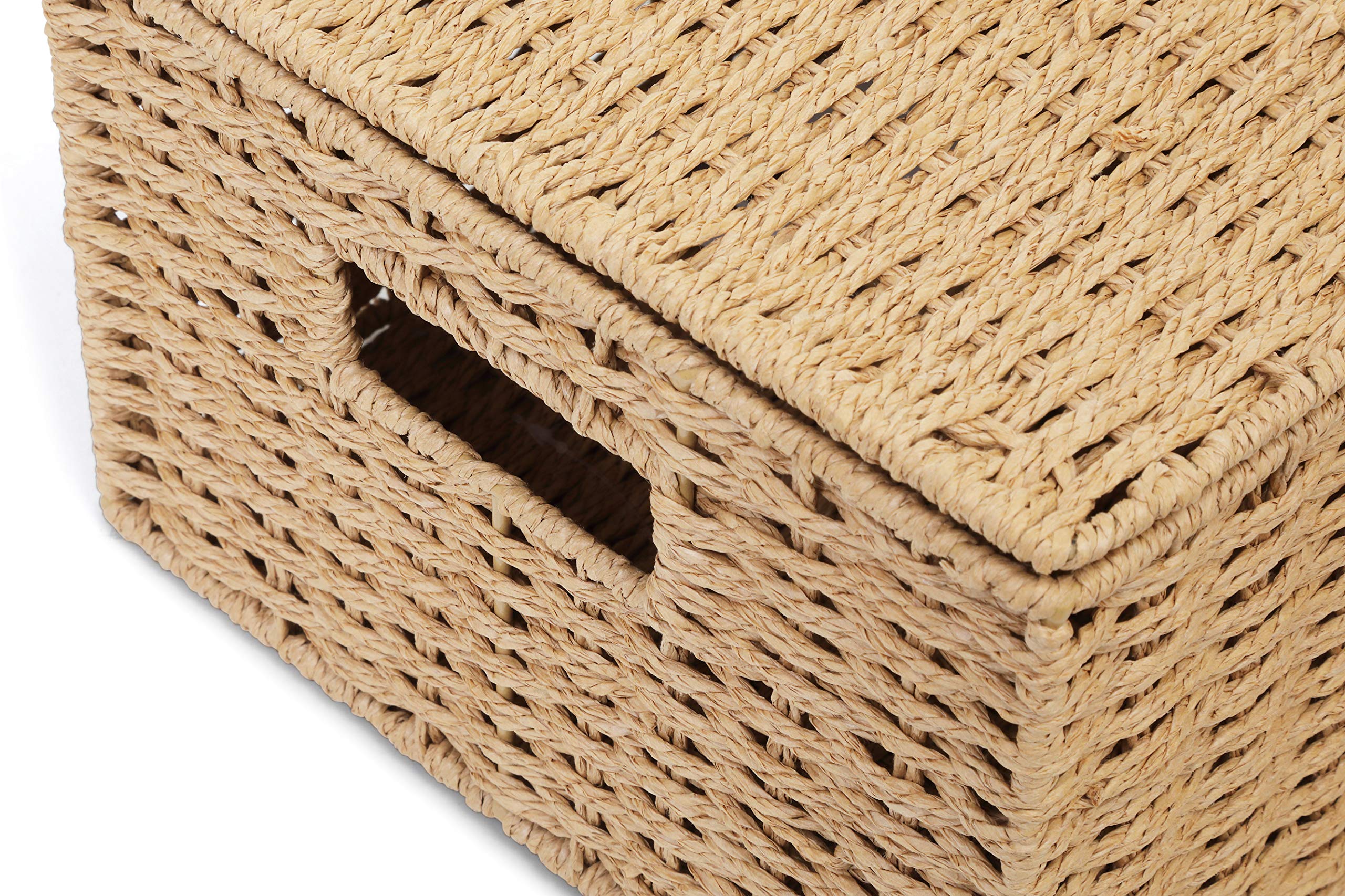 ARPAN Natural Paper Rope Storage Basket with Lid | L Size | Natural Color | WB-9694L 5