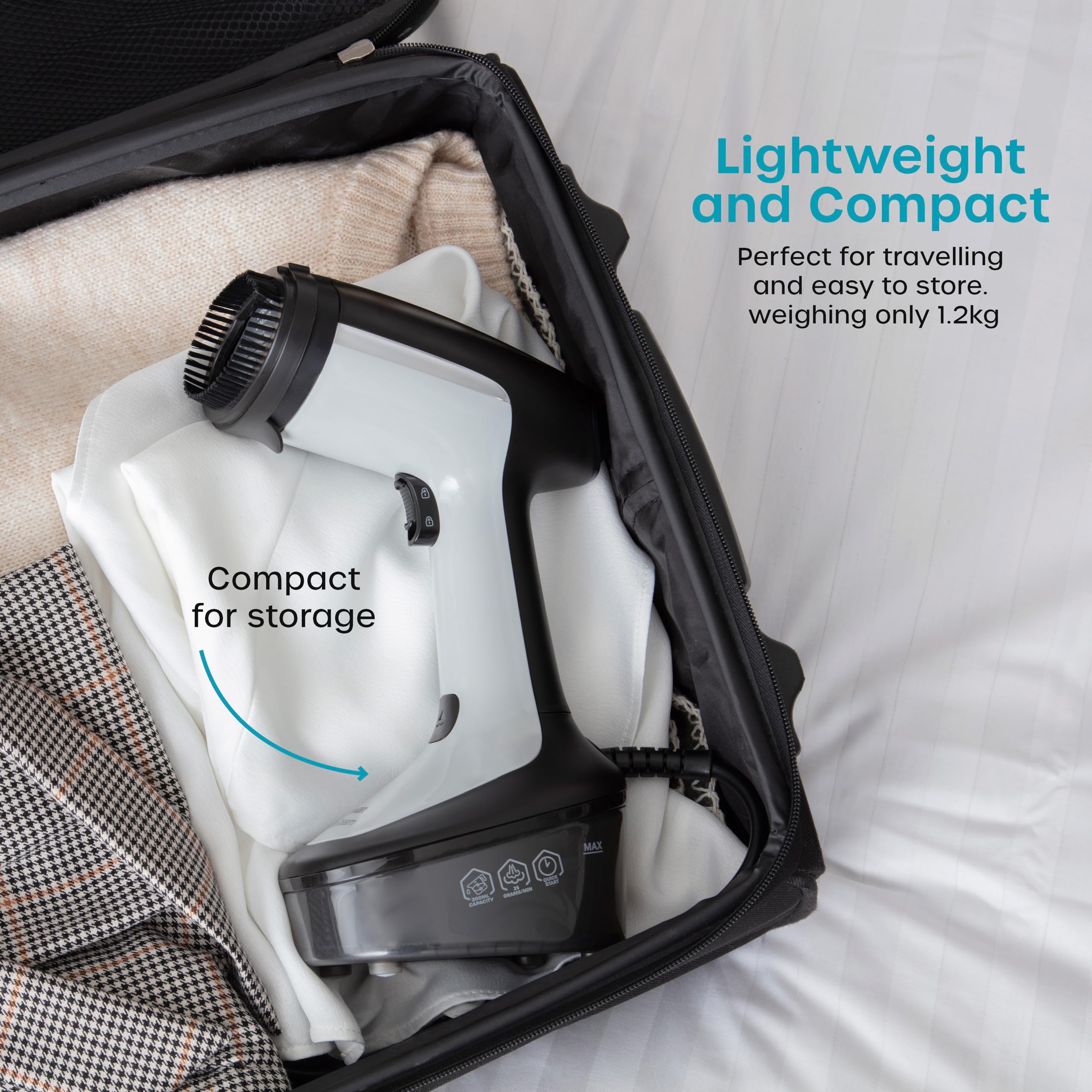 Swan Portable Garment Steamer - 1500W Power | 300ml Tank | Kills 99.99% Bacteria 4