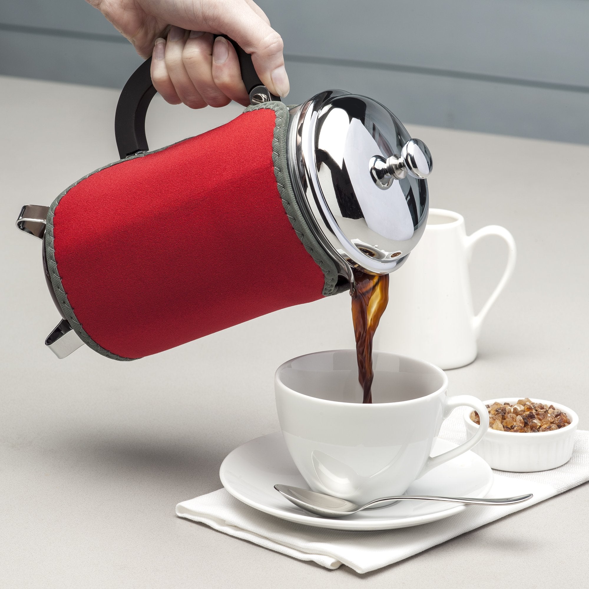 Zeal Insulated Neoprene Jacket for 8 Cup French Press | Red | Keeps Coffee Hotter for Longer 3