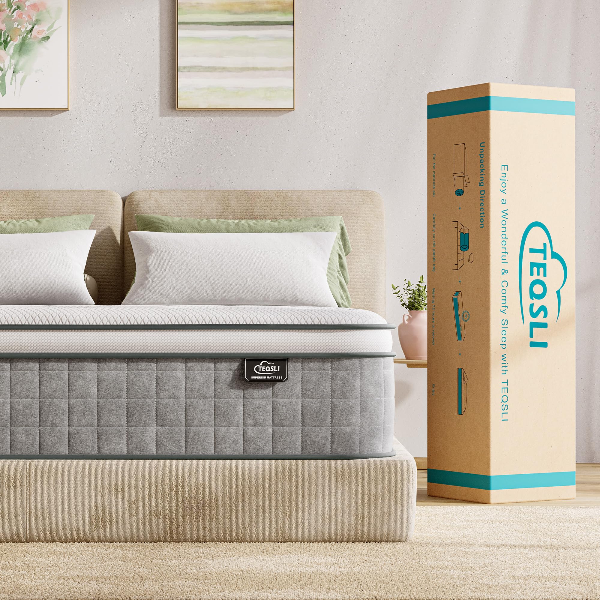TeQsli 10 Inch Orthopaedic King Mattress - Gel Memory Foam & Pocket Spring Hybrid | 150x200cm 8
