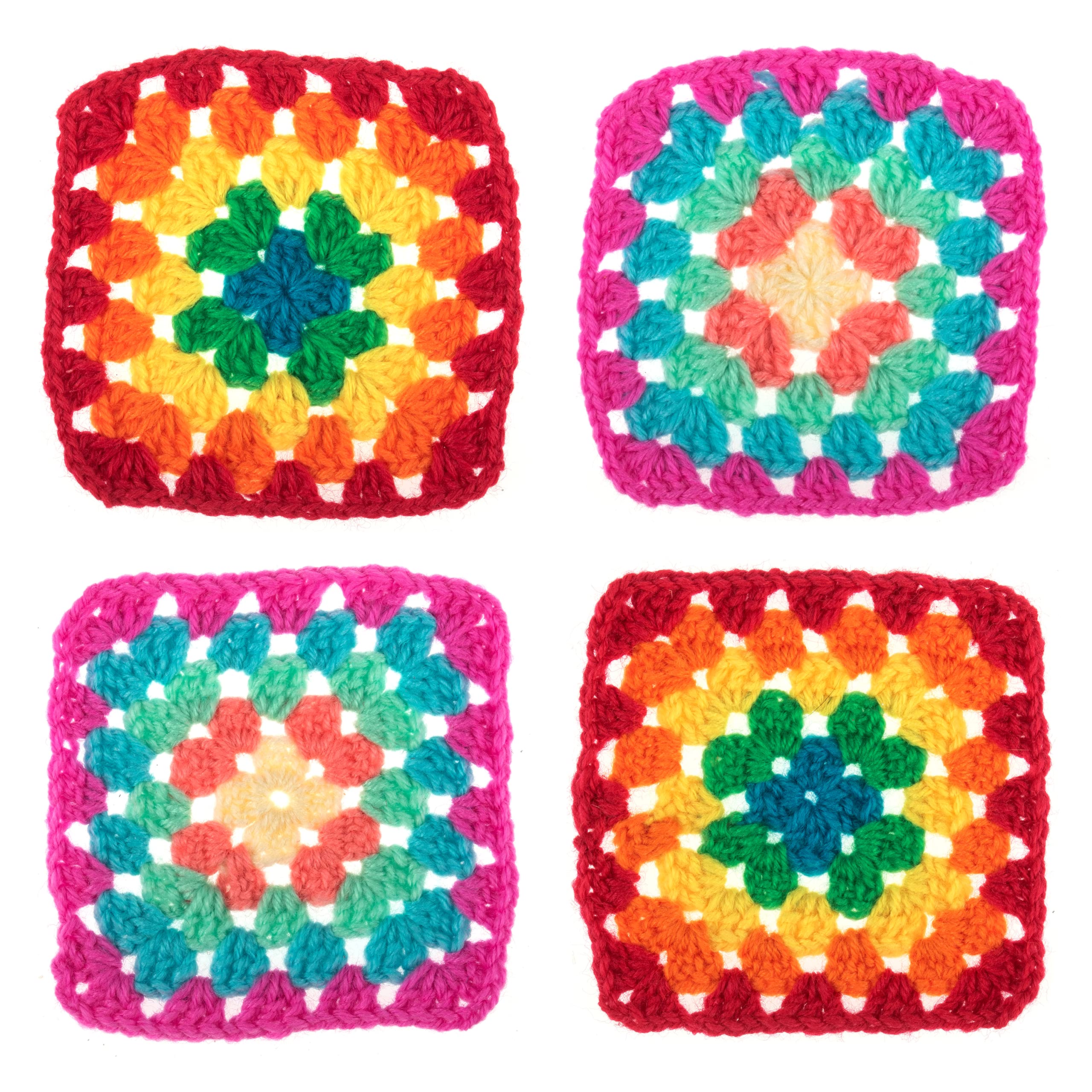 Trimits 'My First' Crochet Kit - Makes 4 Granny Squares | Polyester Yarn | Includes Hook 4