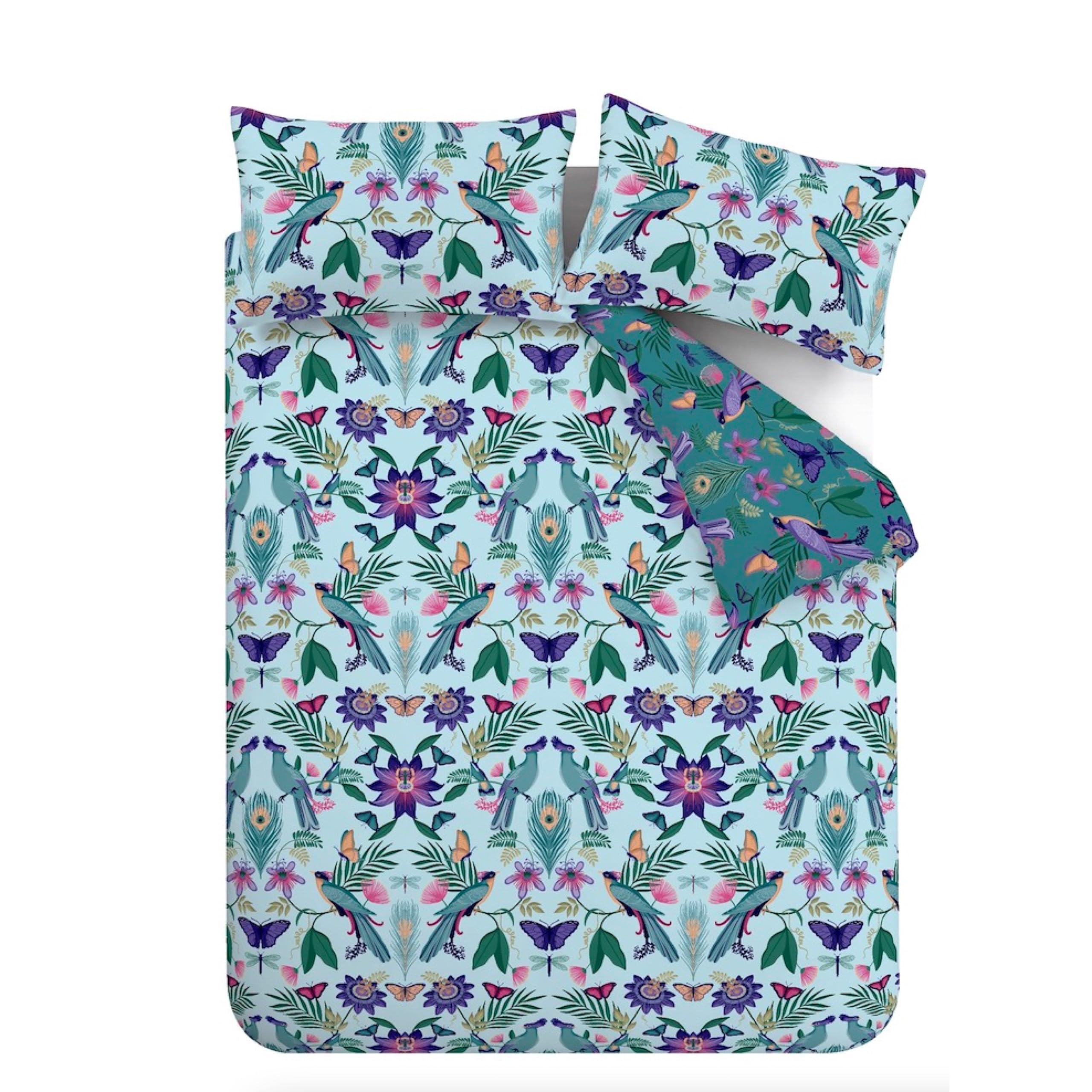 Catherine Lansfield Mya Tropical Floral Reversible King Duvet Cover Set | 52% Poly 48% Cotton 5