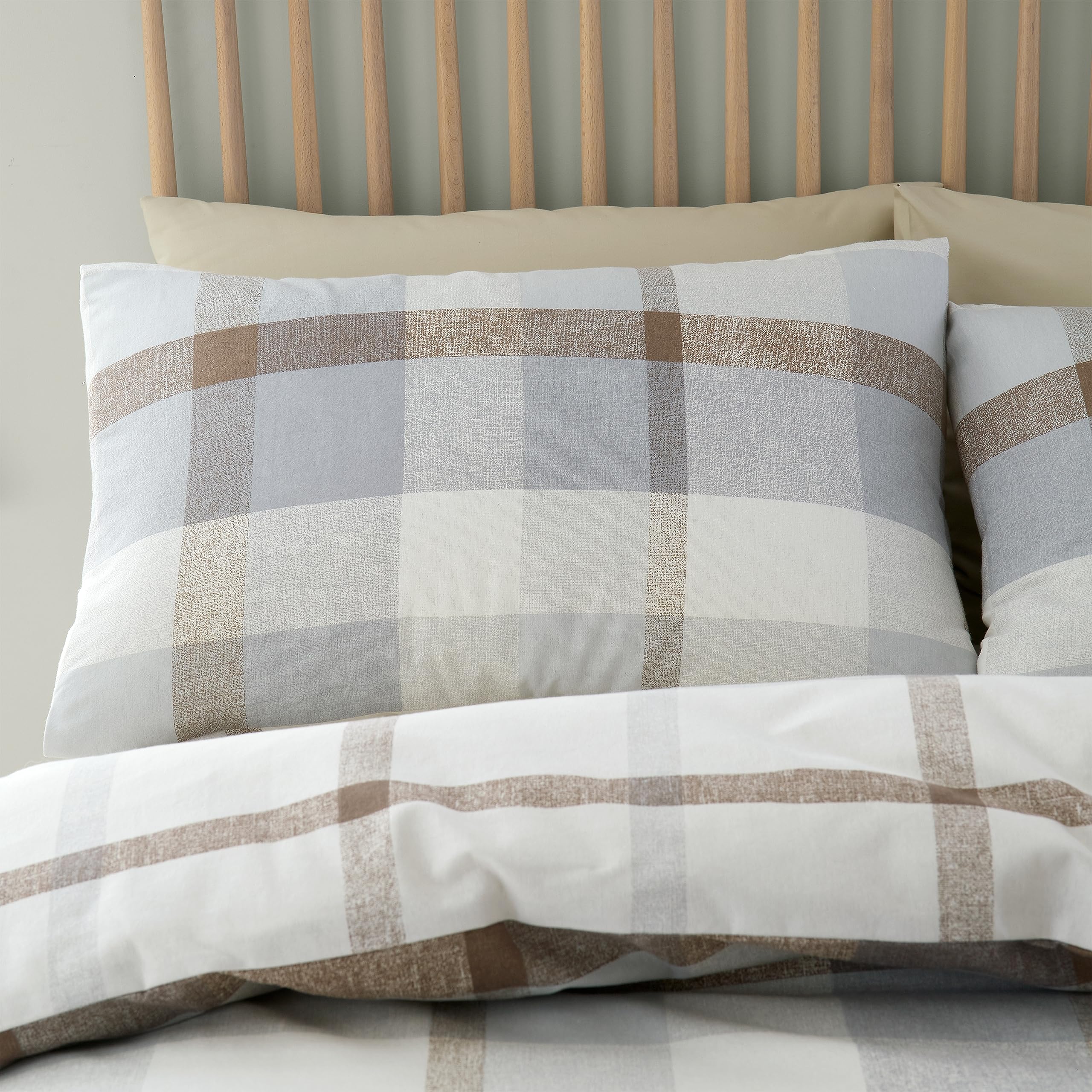 Catherine Lansfield Brushed Cotton Check Reversible King Duvet Cover Set | 100% Cotton | 3 Piece Set 3