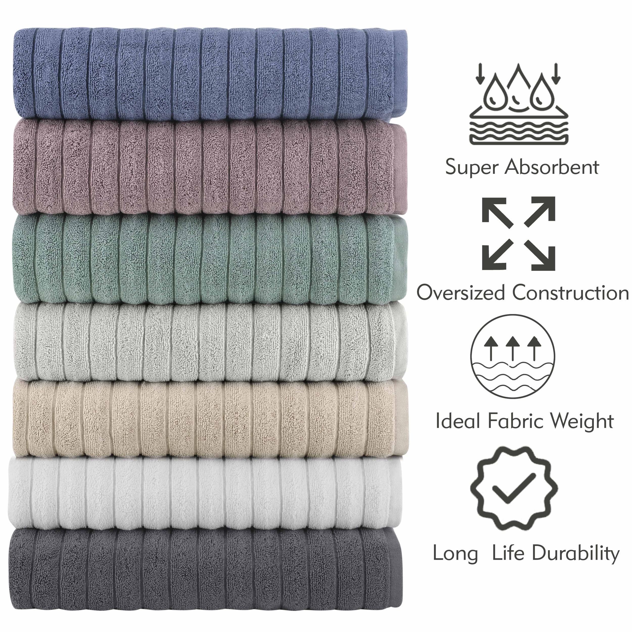 BERIBO Cloud 6 Piece Turkish Cotton Towel Set | 620 GSM | Beige 2 5