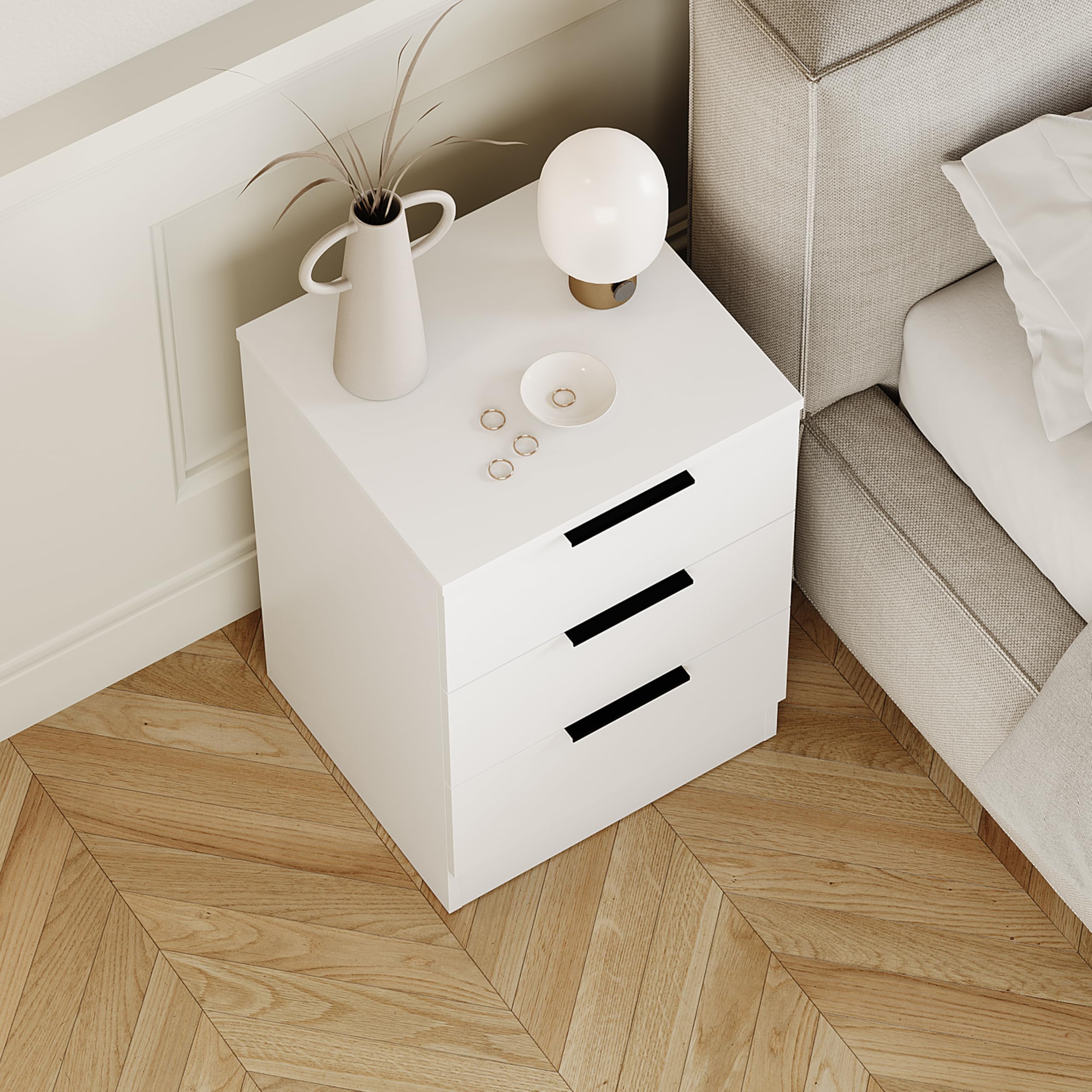 Vida Designs Trega 3 Drawer Bedside Cabinet - White | Space Saving | Engineered Wood 6