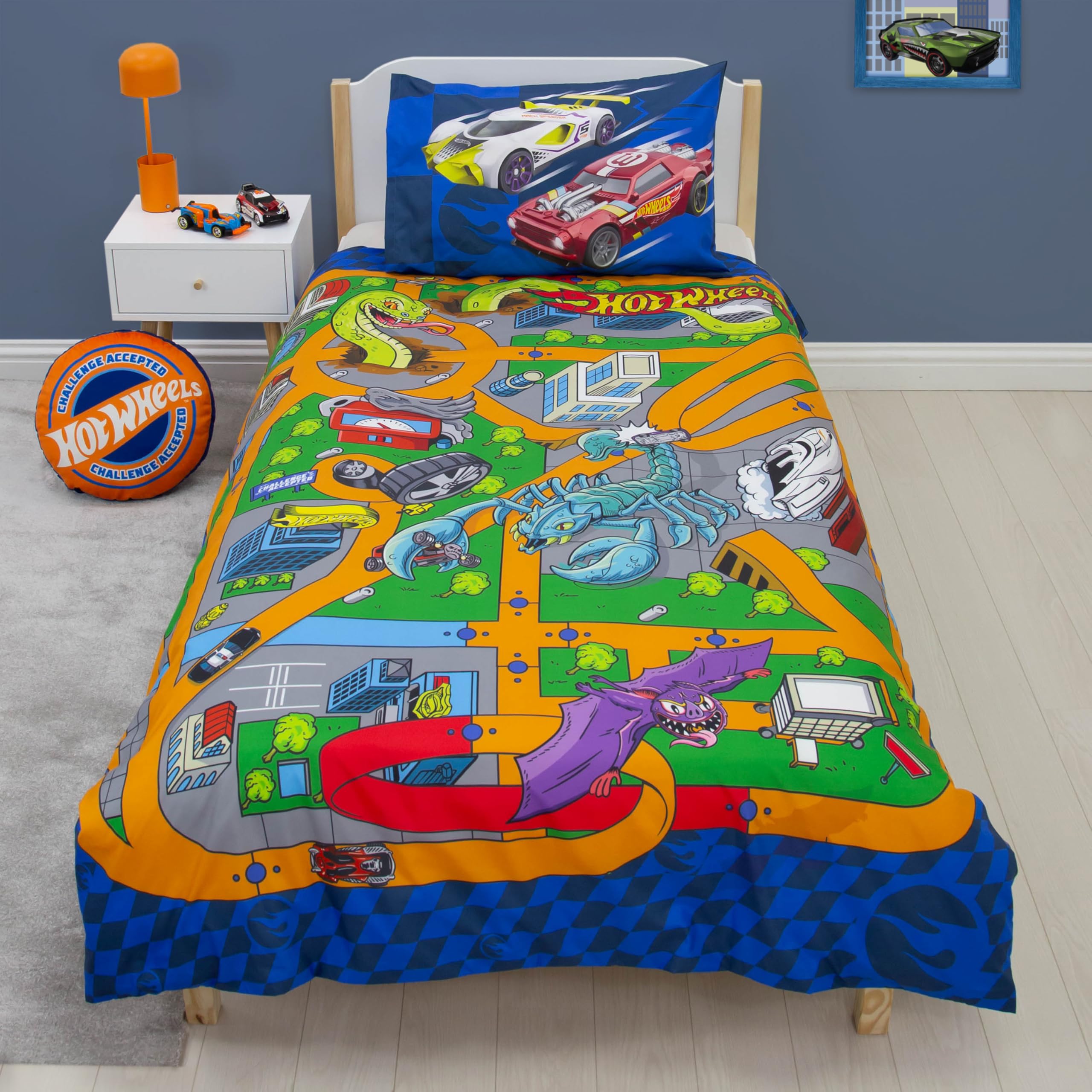 Character World Hot Wheels Officially Licensed Single Duvet Cover Set | 135 x 200cm | 100% Polyester 5