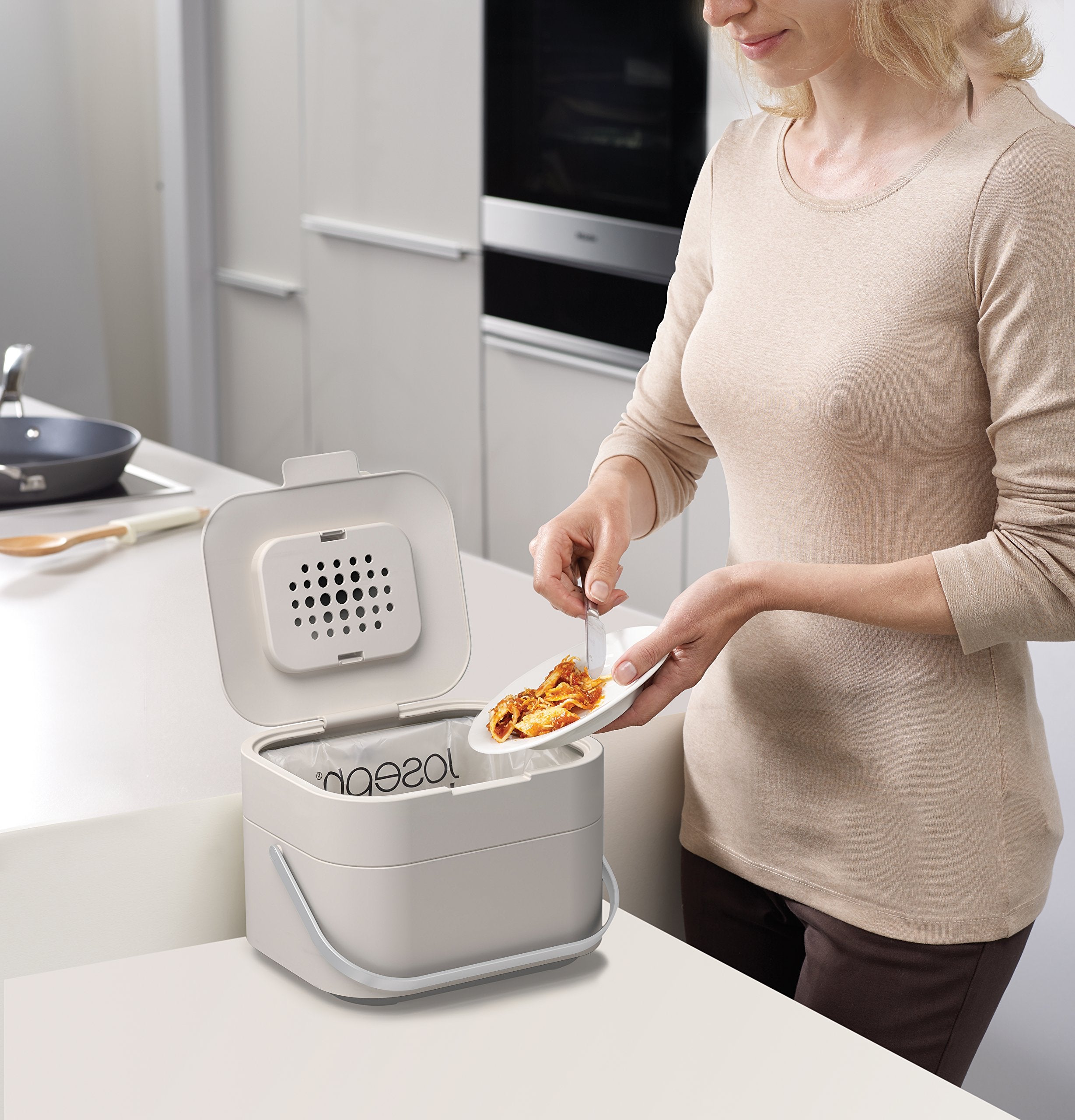 Joseph Joseph Intelligent Waste Stack 4 Kitchen Food Waste Compost Caddy | 4 Litres | Stone 5