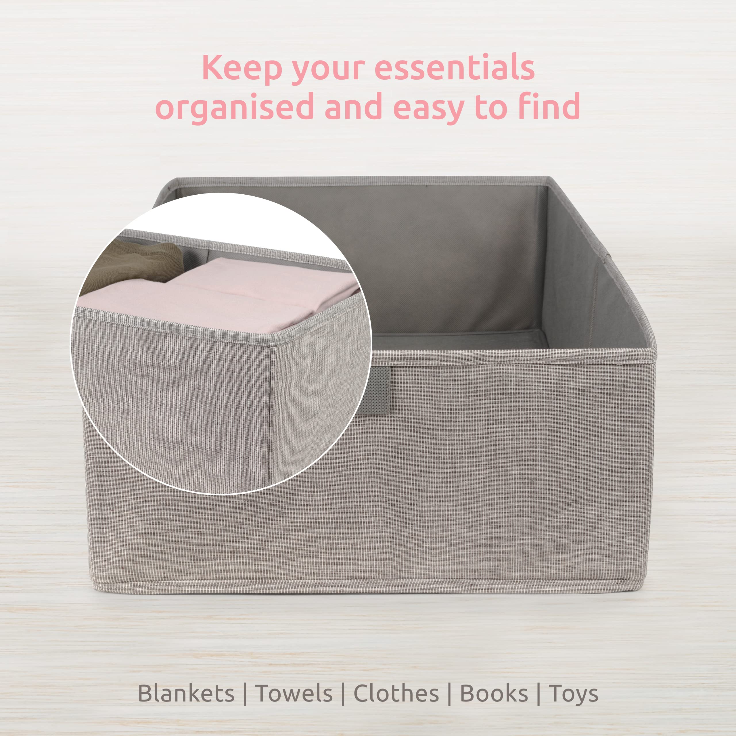 Compactor Oxford XL Storage Box - Grey | 56x36x16.5 cm | Durable Oxford Fabric & Cardboard 7