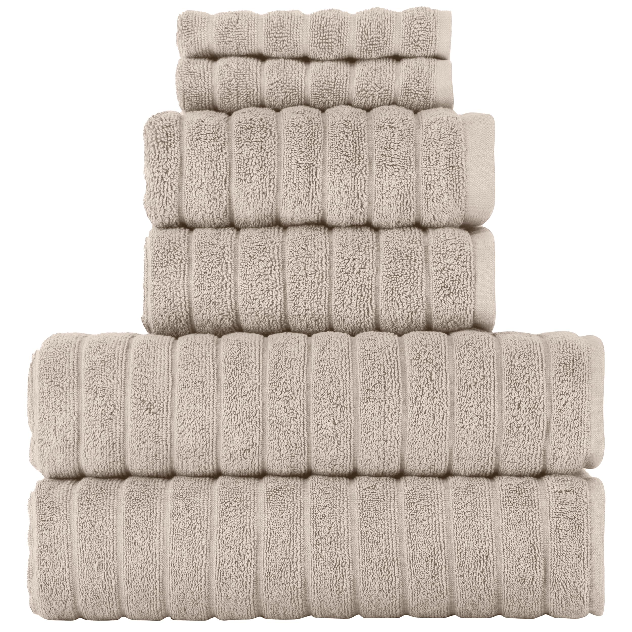 BERIBO Cloud 6 Piece Turkish Cotton Towel Set | 620 GSM | Beige 2 1