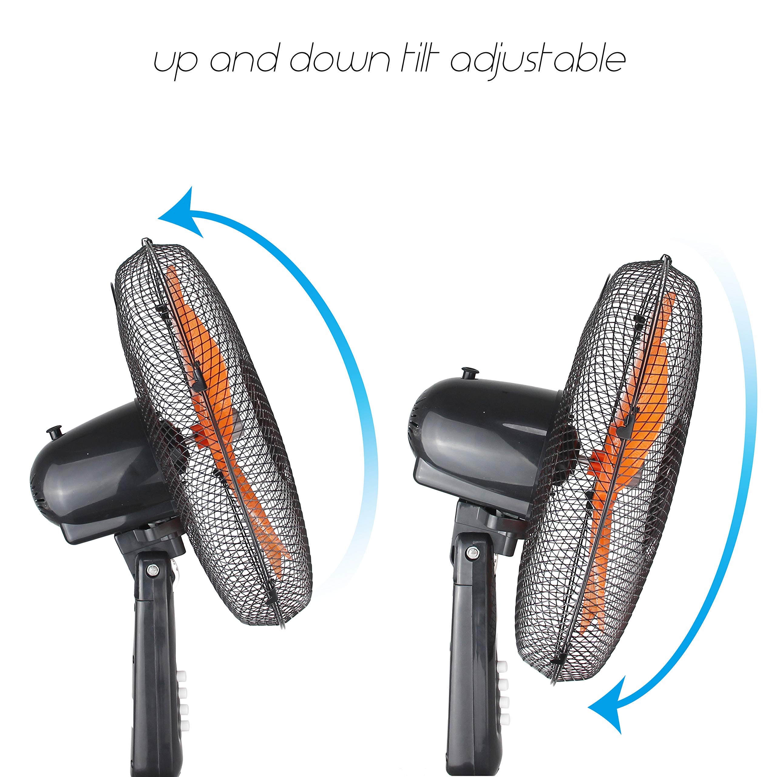 Belaco 16-inch Pedestal Fan - 40W Power, 3 Speeds, 85° Oscillation | Black Plastic 7