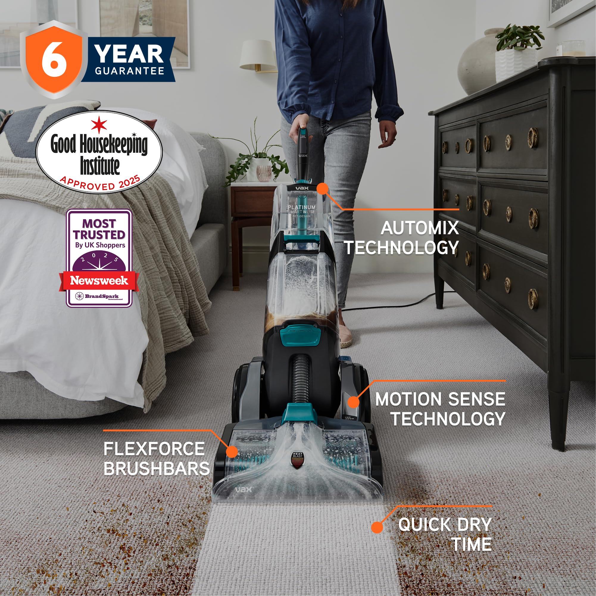 Vax Platinum SmartWash Pet-Design Carpet Cleaner Machine | Motion Sense Tech | Quick Dry 2