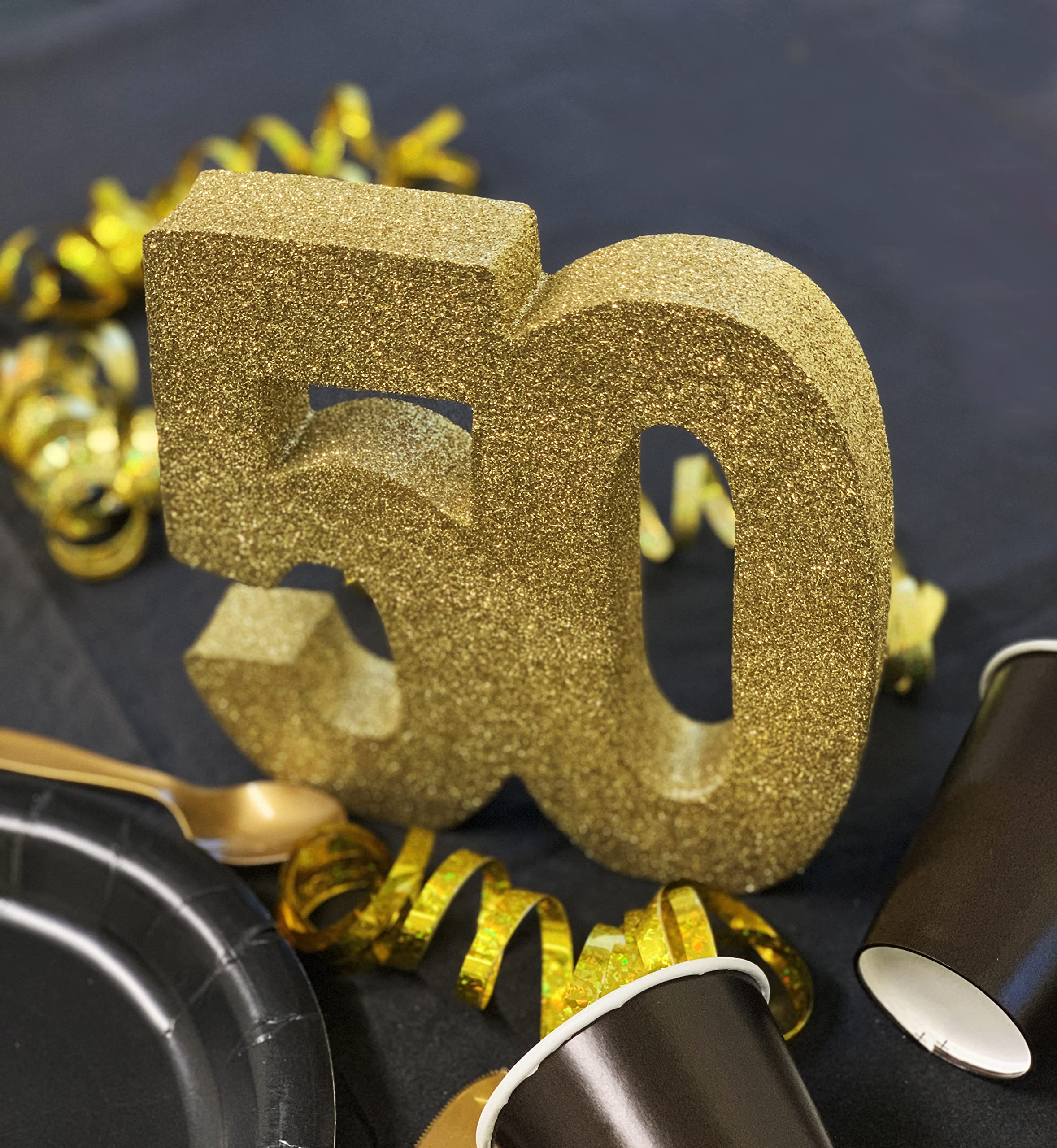 Anniversary House H104 Gold Glitter Number 50 Table Decoration - 1 Pc | 20cm Size 7