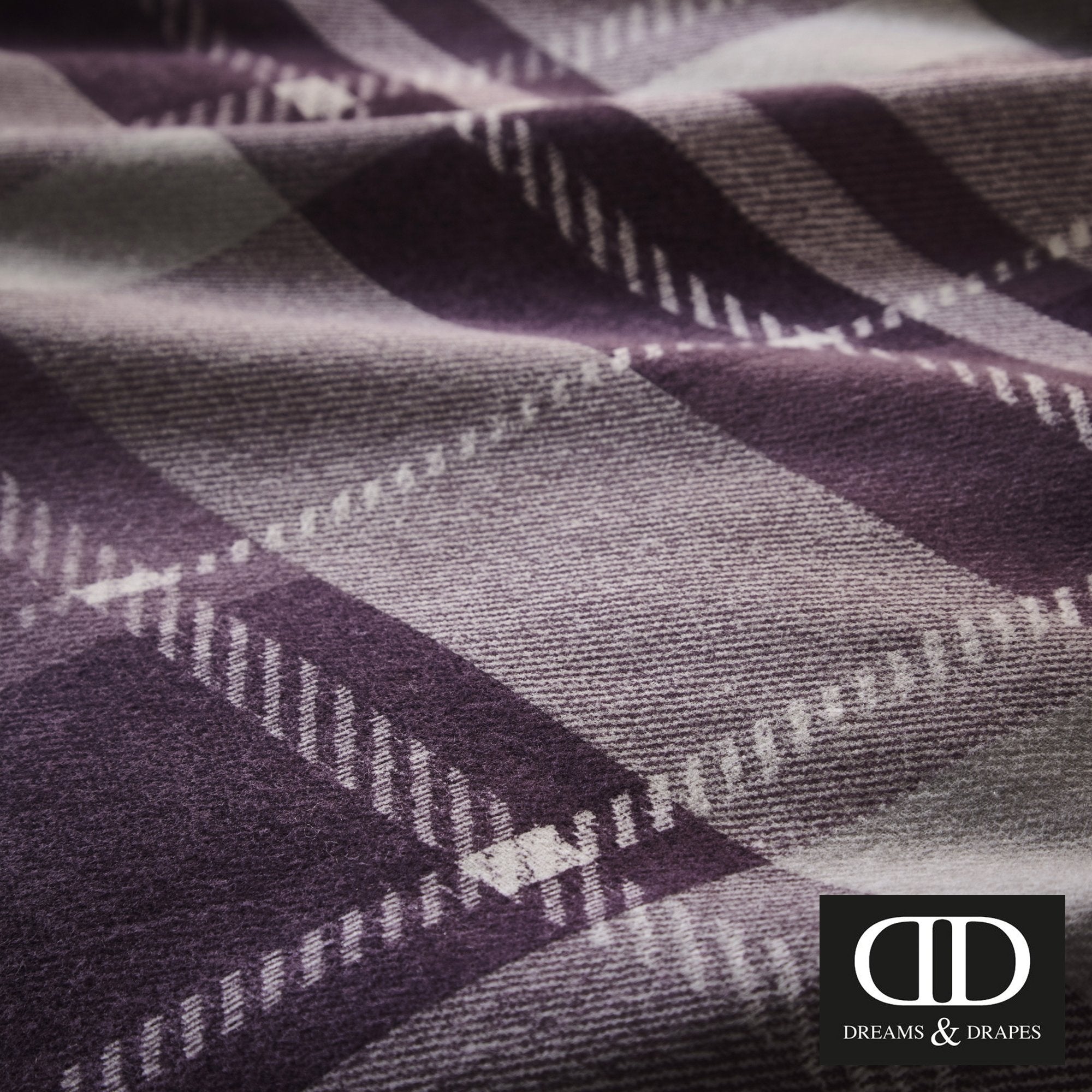 Dreams & Drapes Colville Check Duvet Cover Set - 100% Brushed Cotton, Plum, King Size (3 Pieces) 3