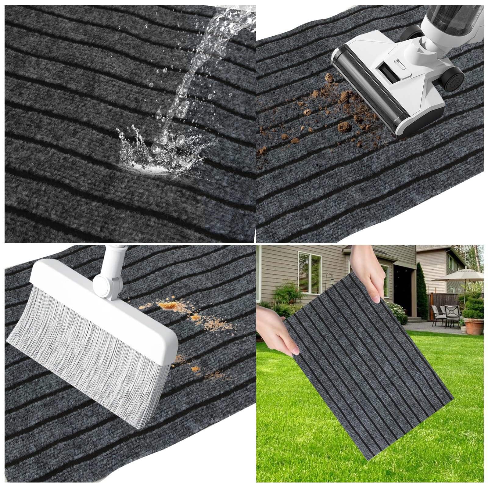 ASelected Indoor/Outdoor Doormat - Heavy Duty, Washable Rubber, 40x60 cm | Grey 5