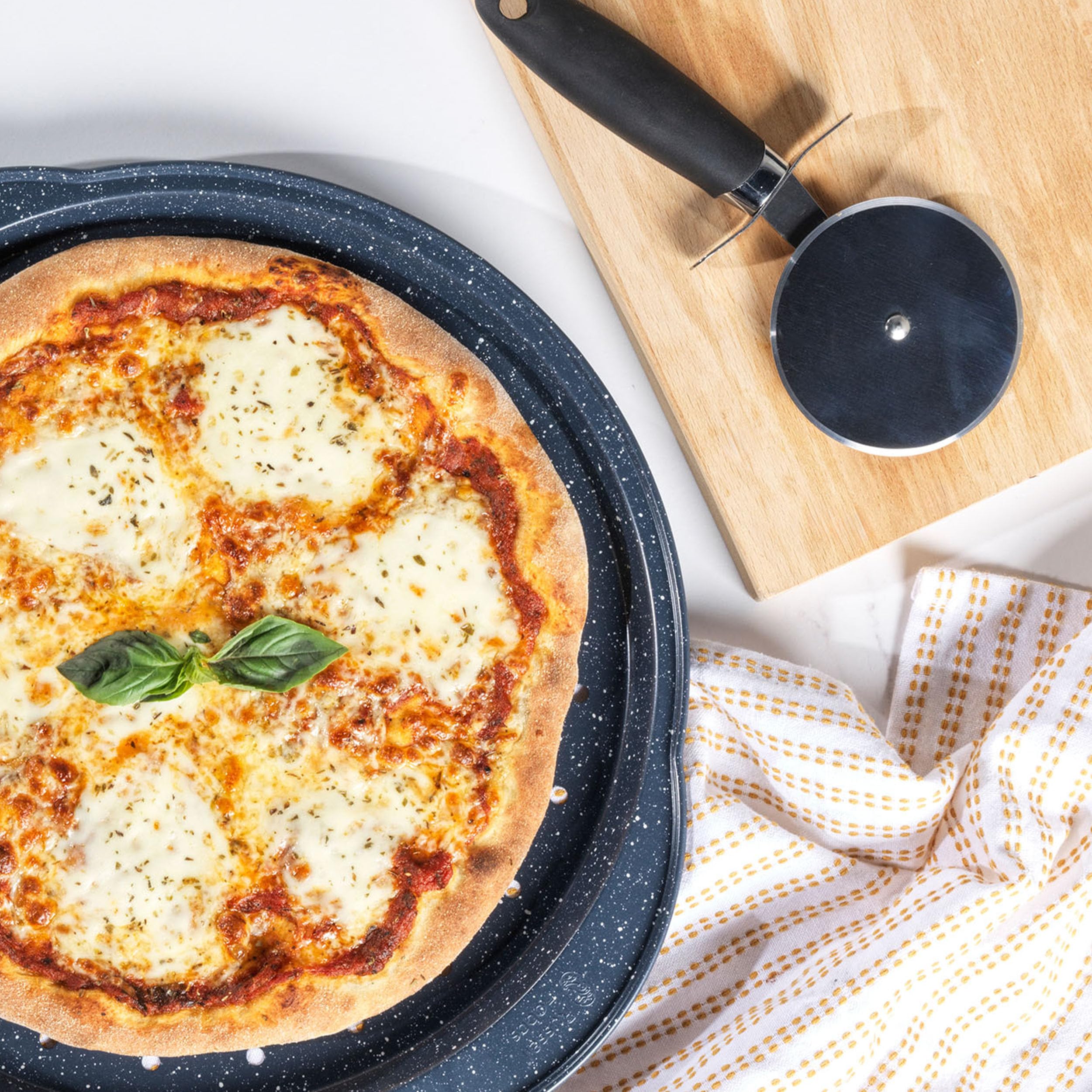 Russell Hobbs Nightfall Stone Set of 2 Pizza Pans - 37cm Round, Non-Stick Carbon Steel, PFOA Free 6