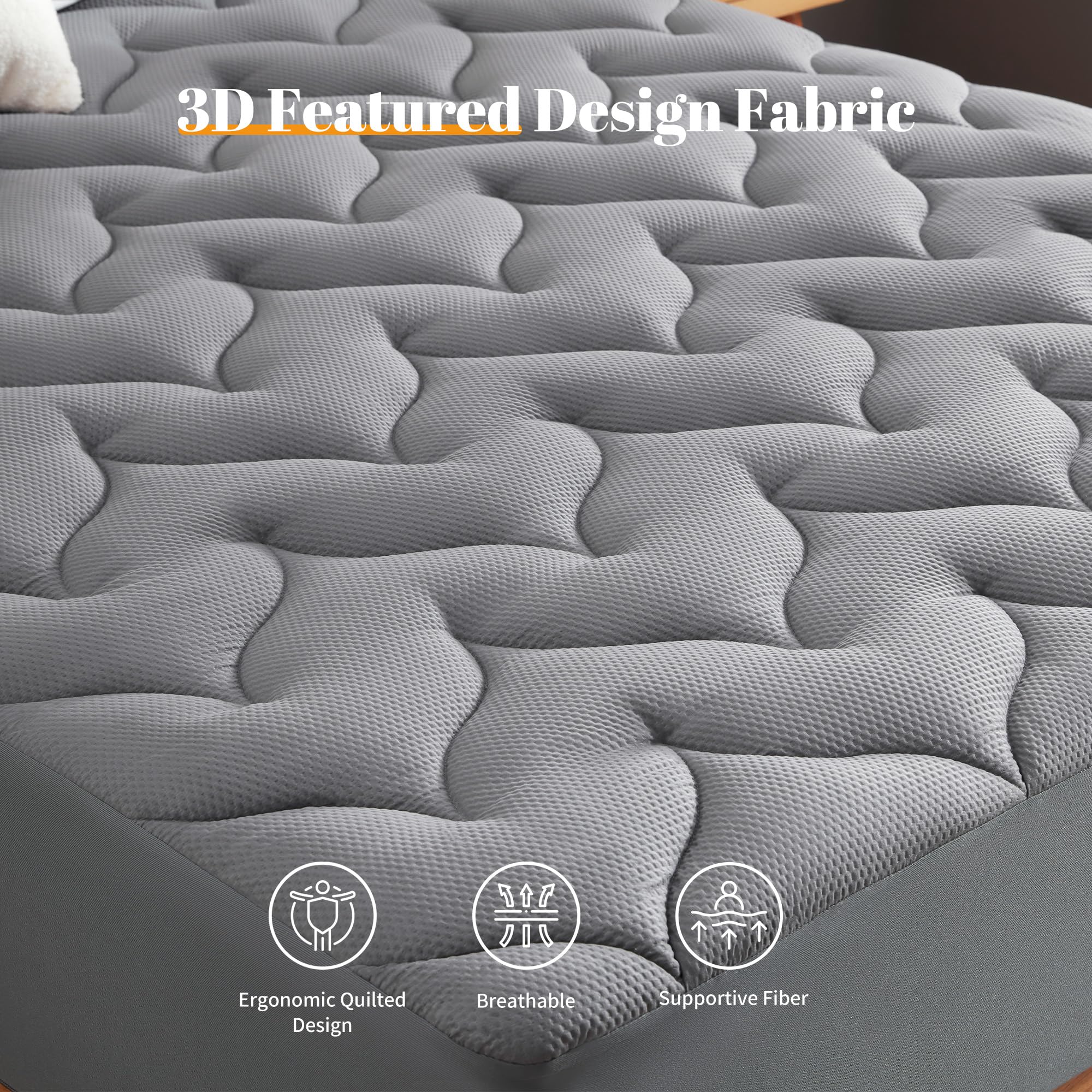 Sonive Single Mattress Pad - 90x190 cm, 30cm Deep Pocket, Grey, Breathable Microfiber 5