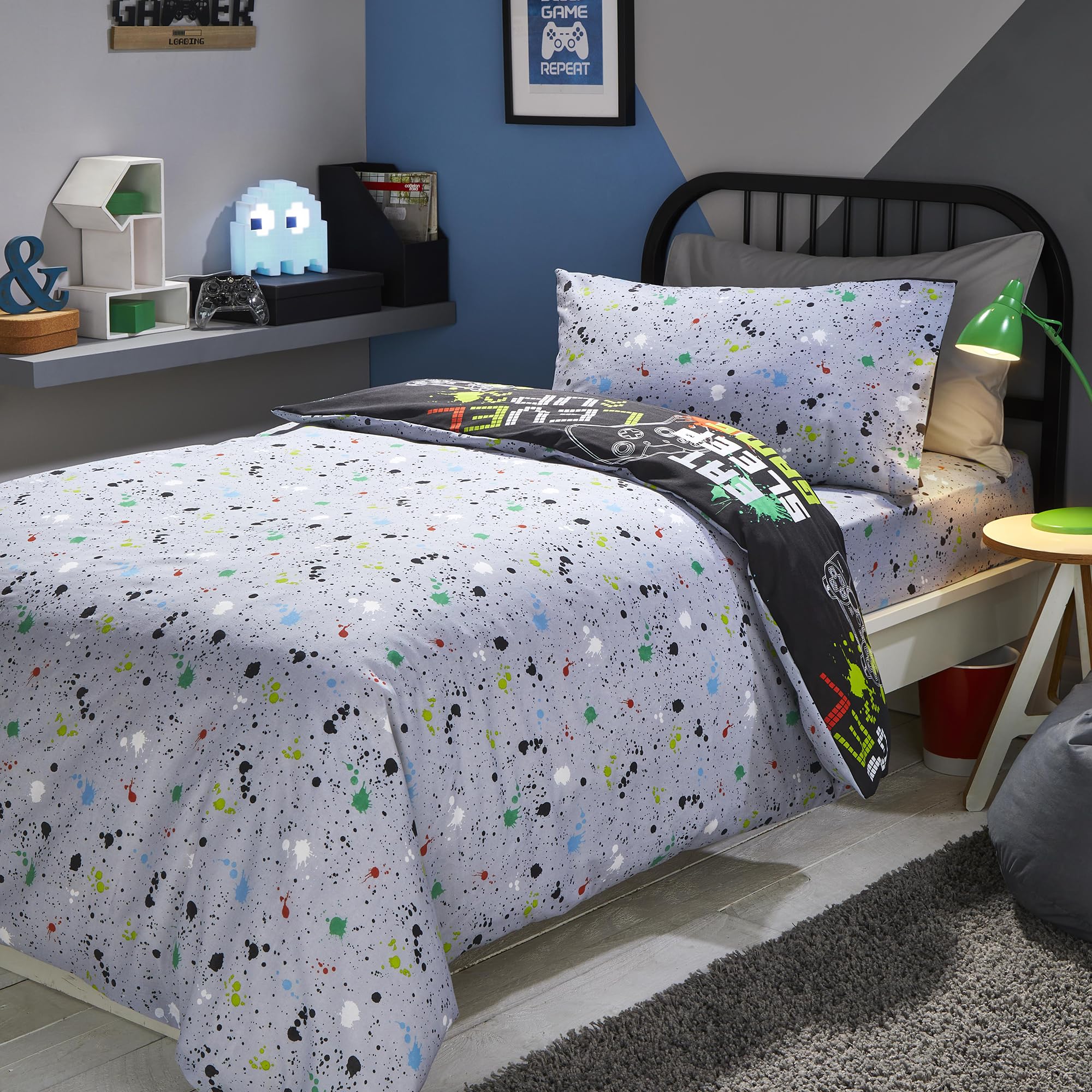 Bedlam Black Gaming Duvet Cover Set | Single (140x200cm) | Glow in the Dark Polycotton 4
