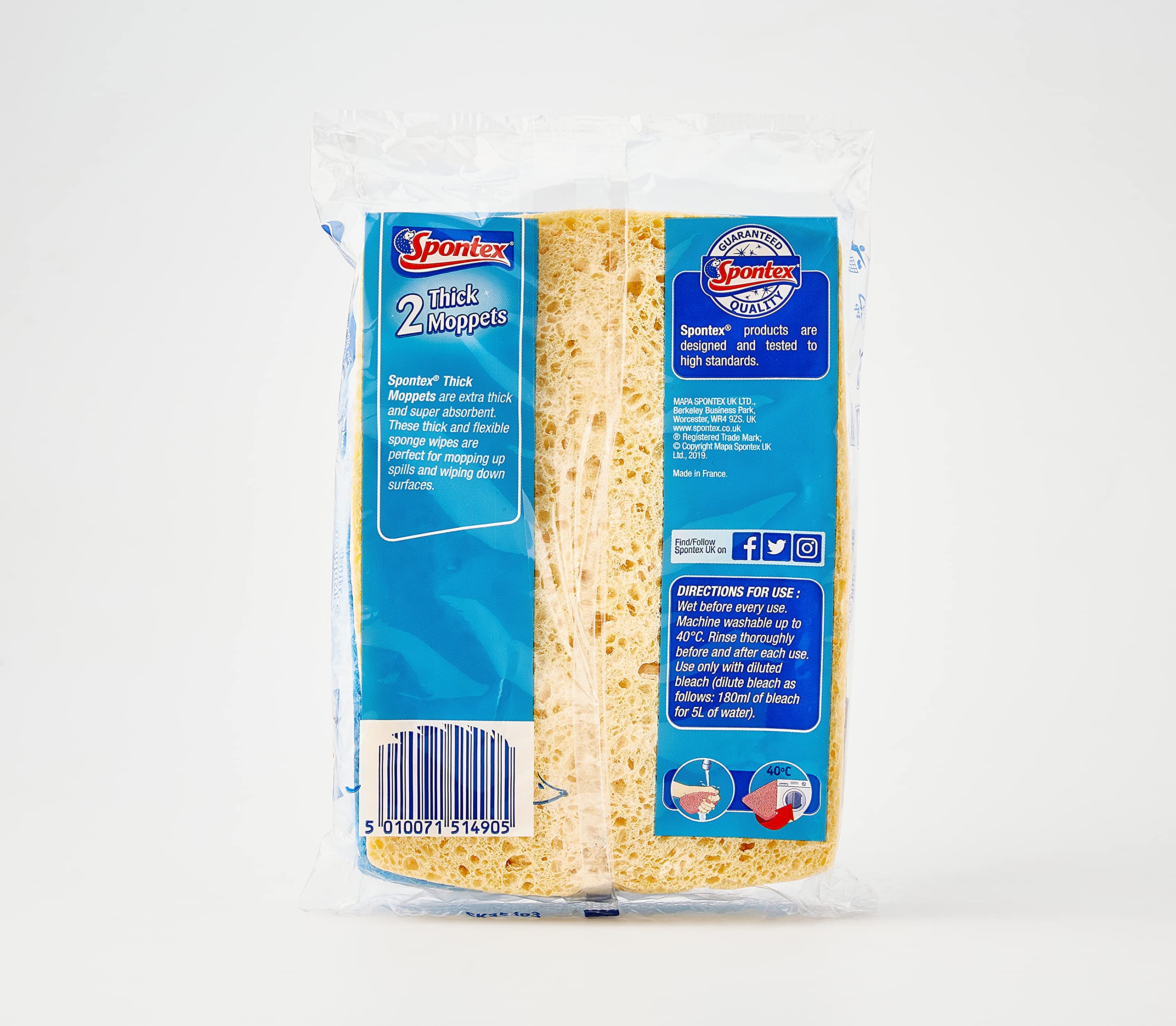 Spontex Thick Moppets - Super Absorbent & Flexible Sponge Wipes | Pack of 2 3