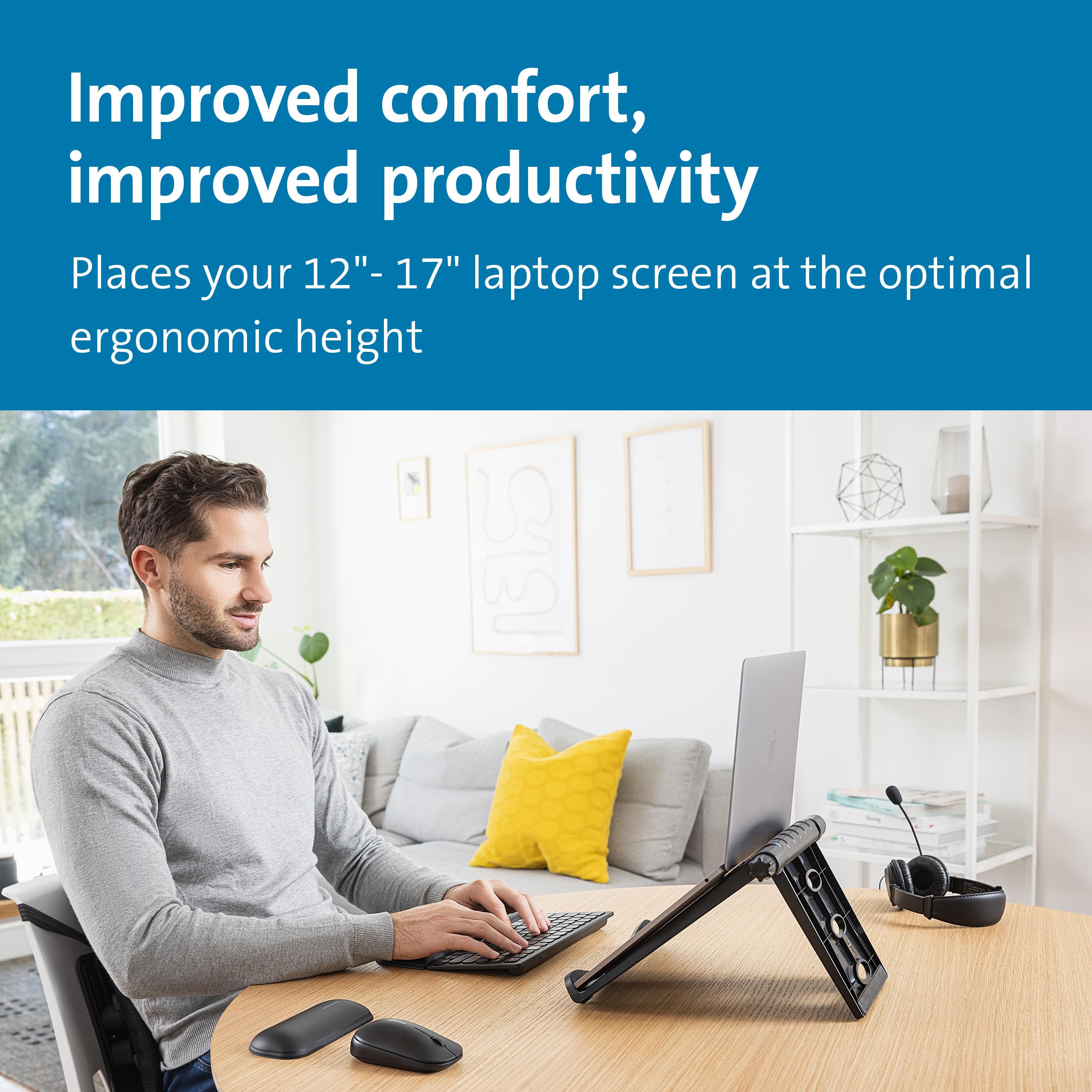 Kensington Easy Riser Portable Ergonomic Laptop Cooling Stand - Adjustable up to 50° Tilt | Fits 12"-17" Laptops | Black