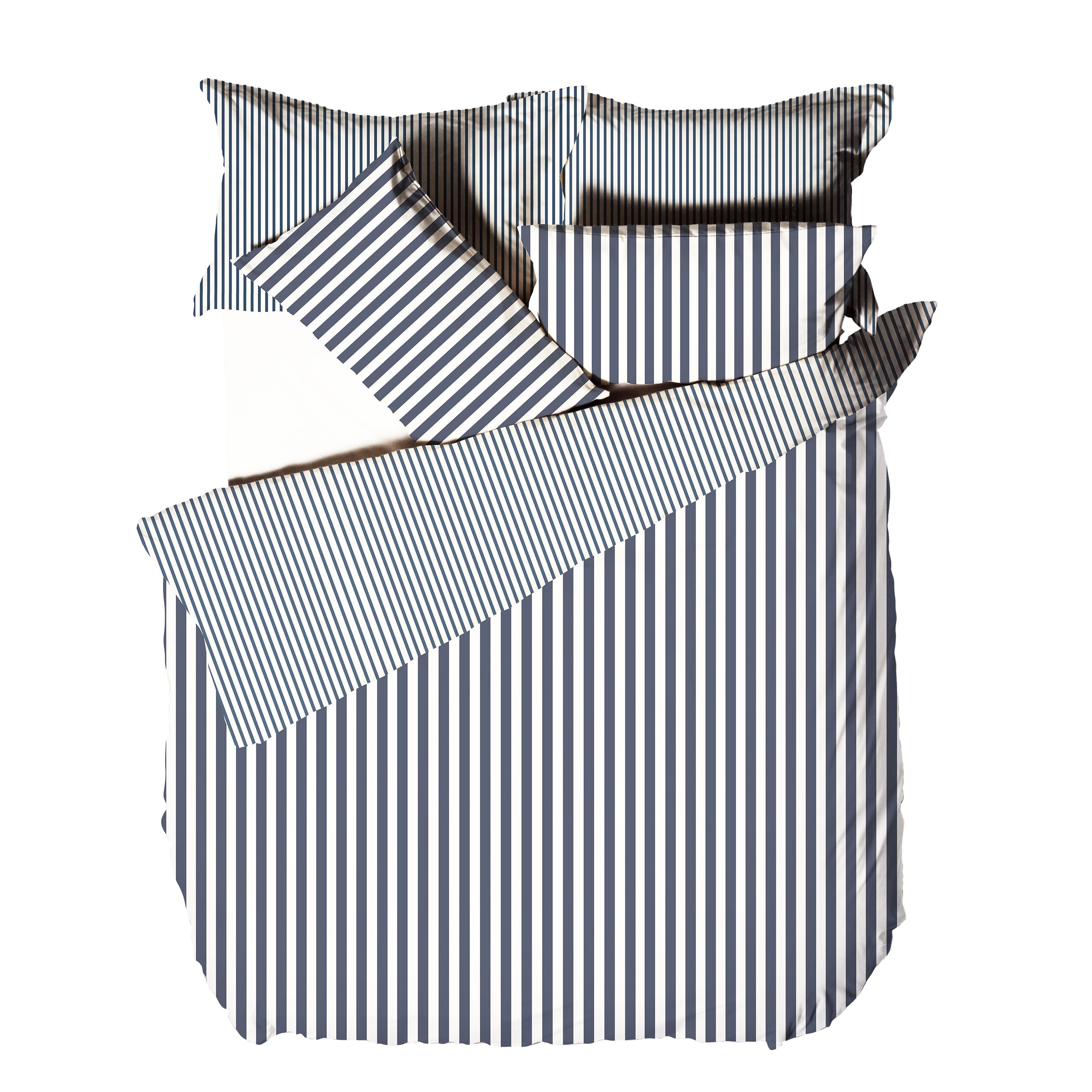 furn. Yard Hebden Mélange Stripe Cotton Duvet Set - Reversible, Navy/Grey/Natural, King Size 4