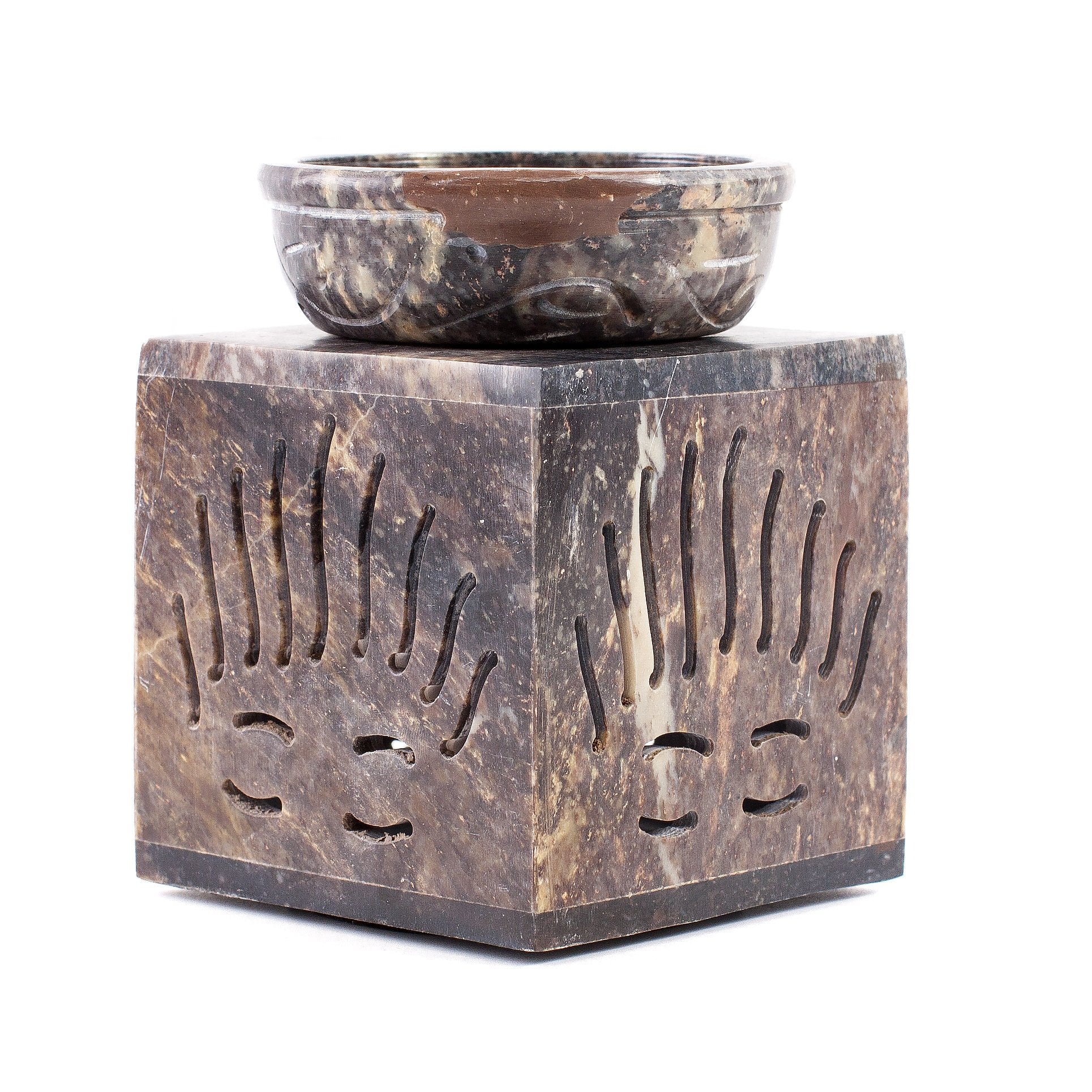 Mystic Moments Rising Sun Soapstone Oil Burner - Sliding Door Access | Brown | 3.0 x 3.0 x 4.0 Inches 1